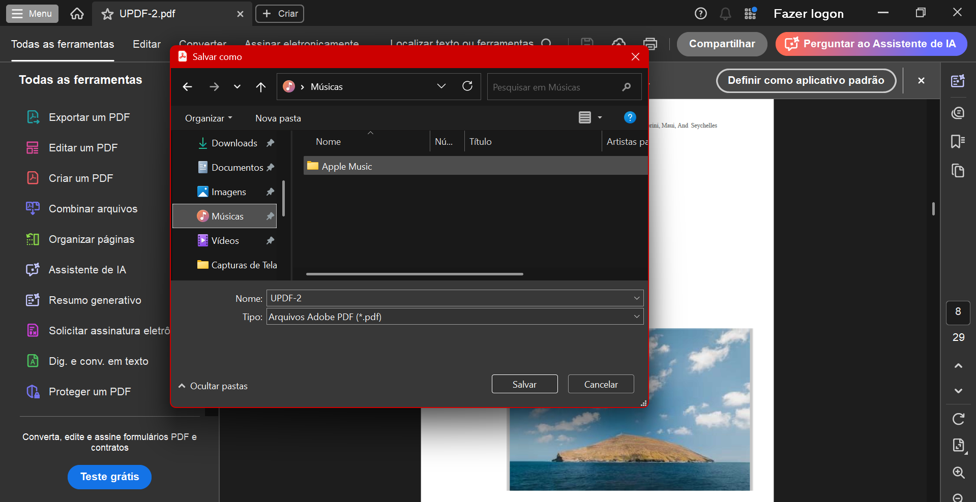 salvar PDF no PC