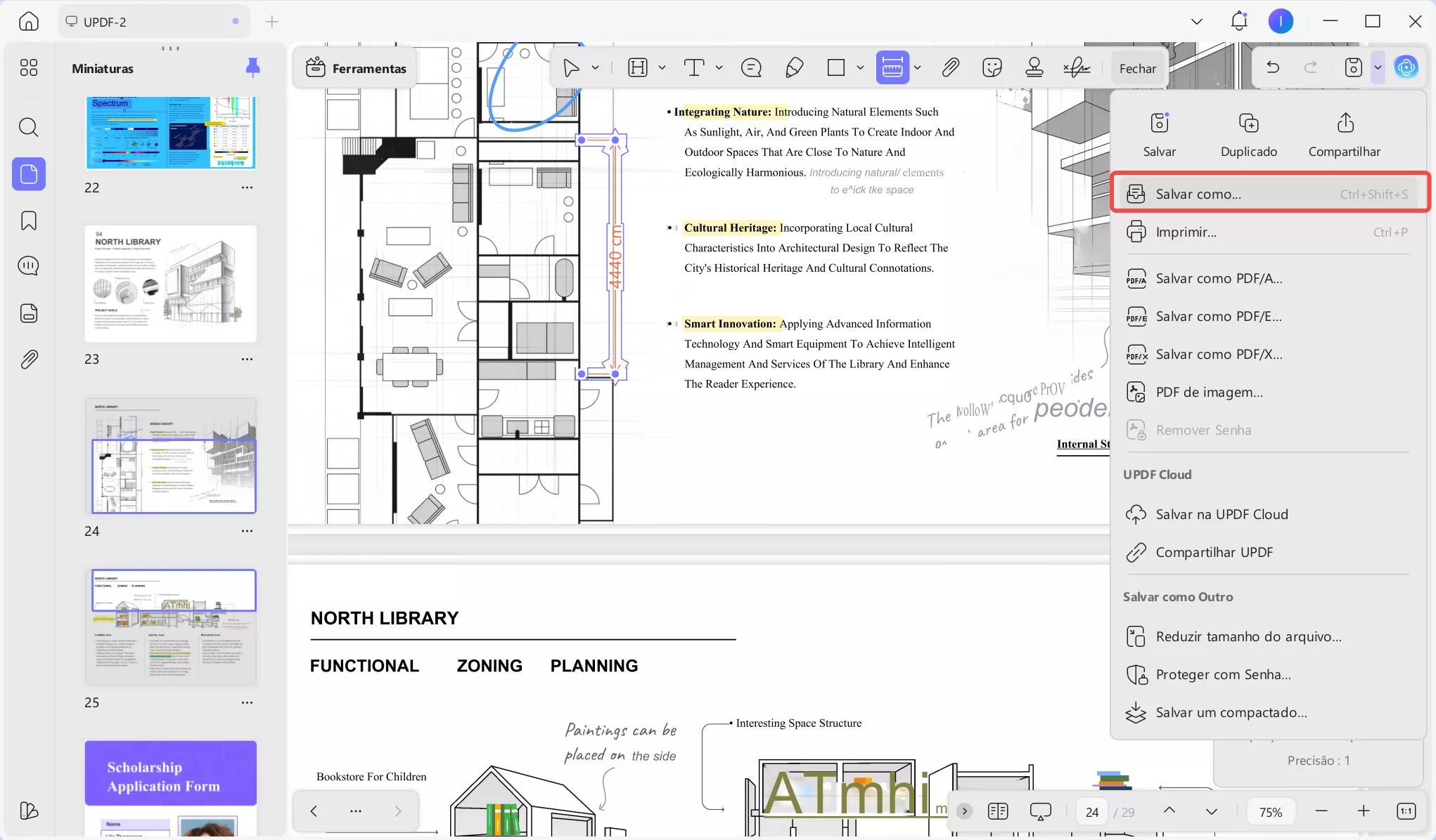 Como medir distância em um PDF no UPDF: salvar