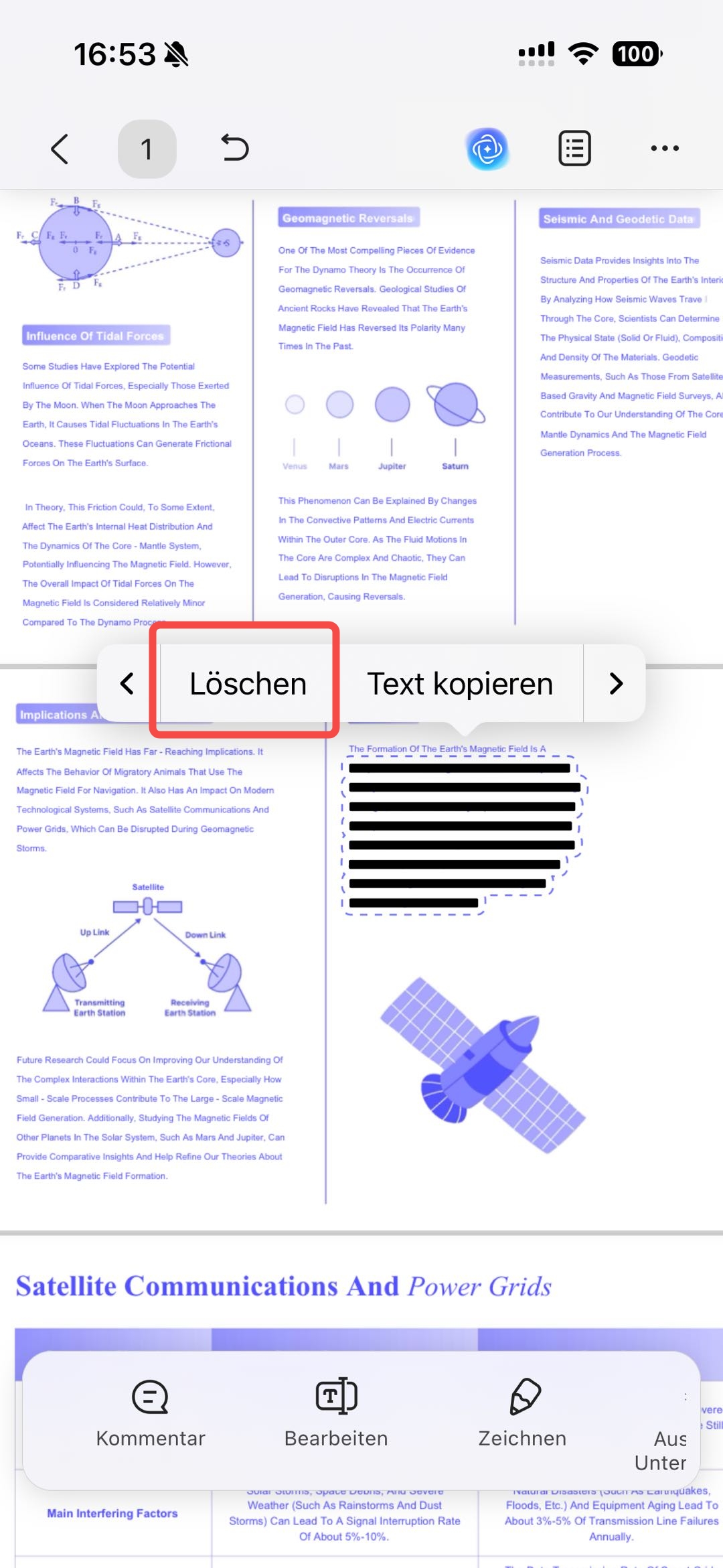 Auswählen Löschen