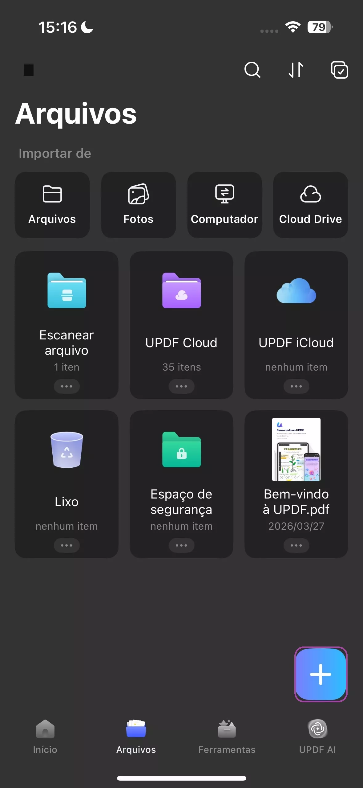 Selecionar scanner no UPDF para iOS