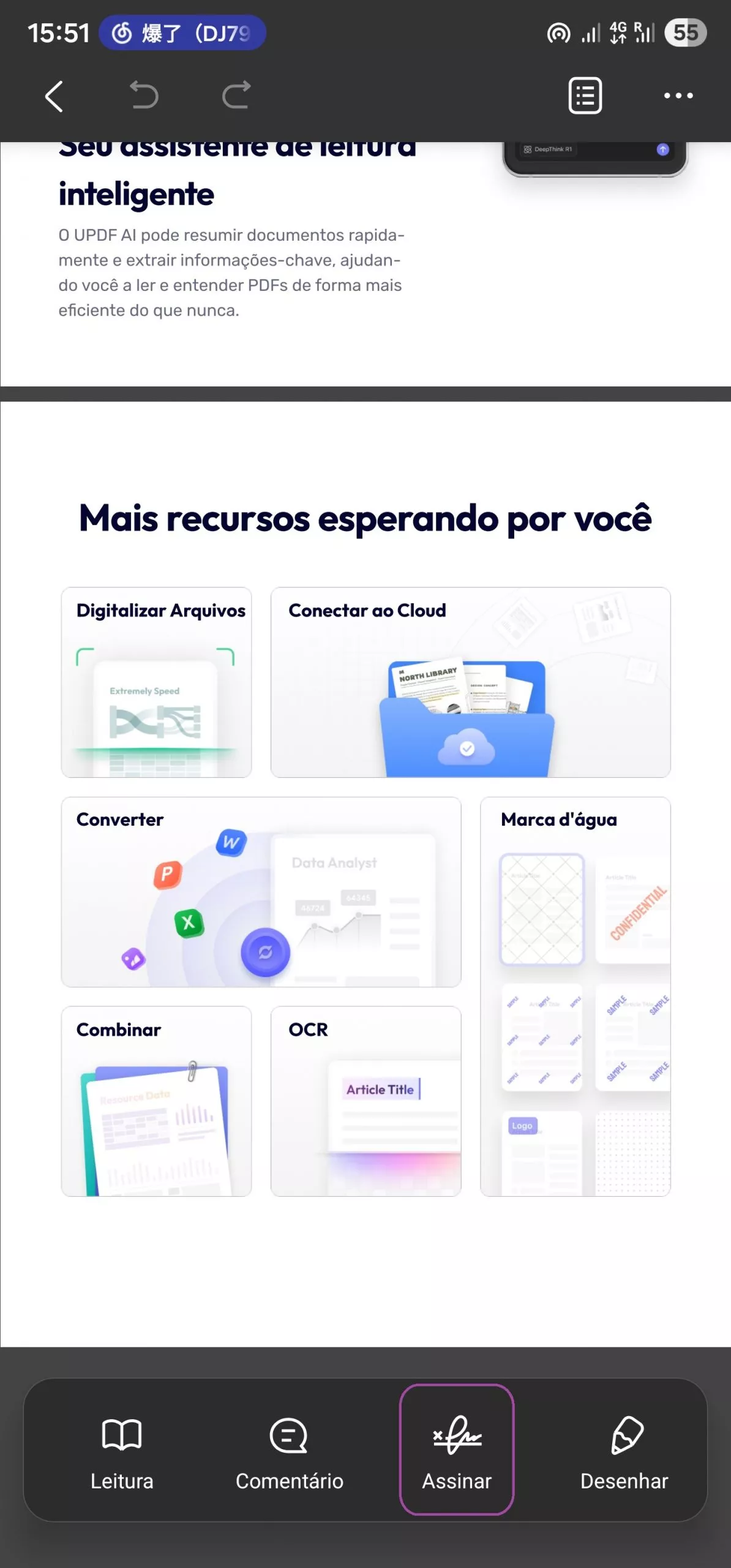 selecione a ferramenta de assinatura