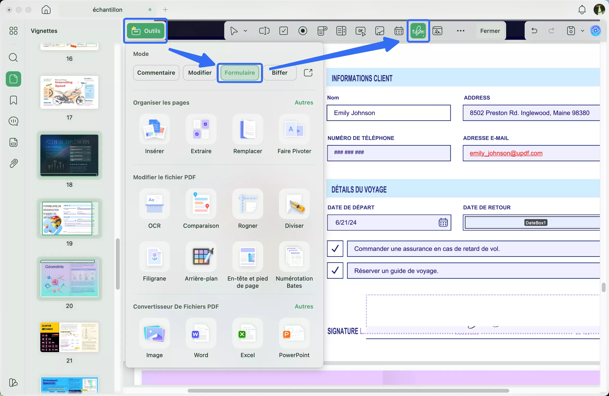 entrer en mode formulaire