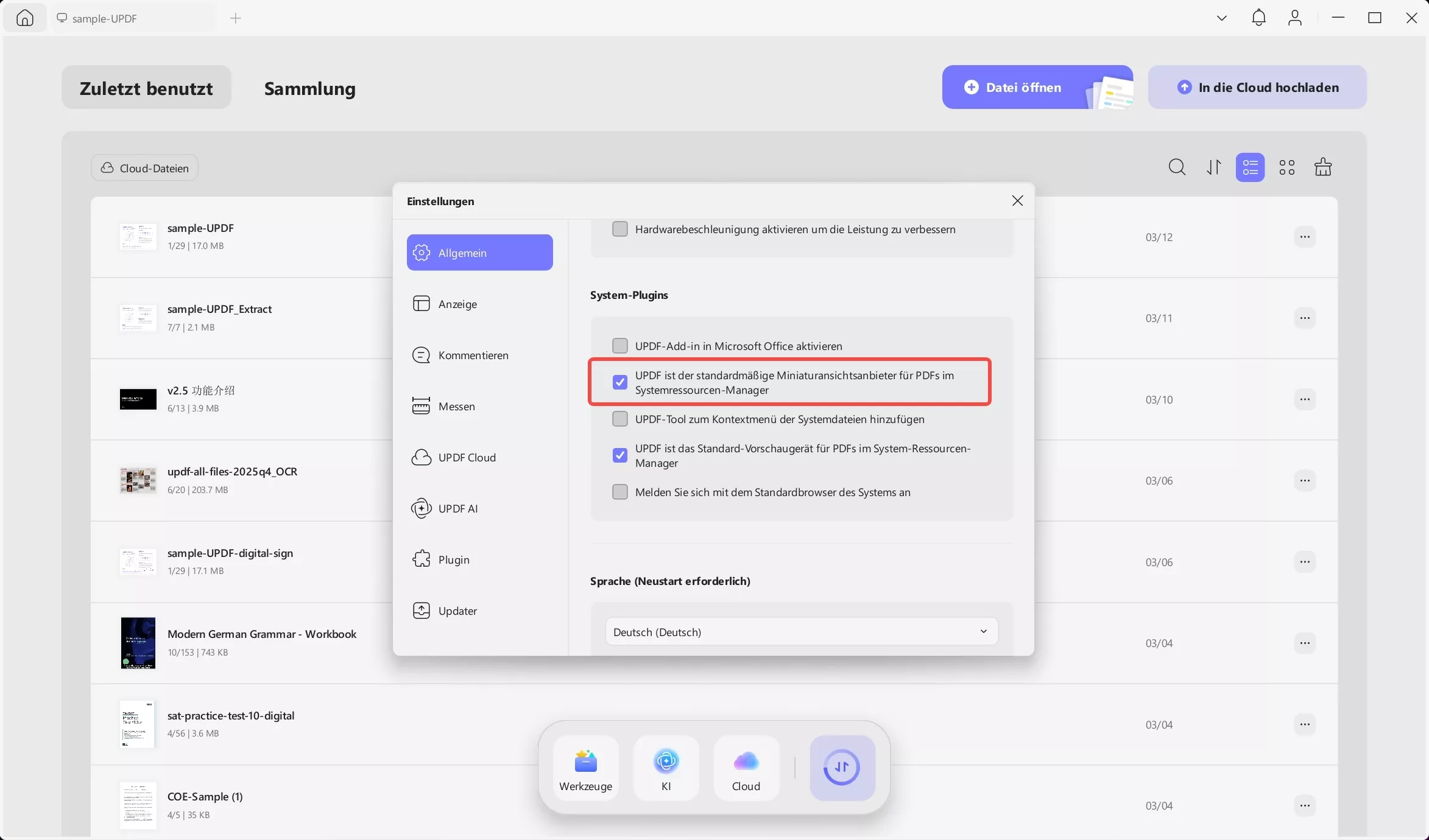 UPDF ist der Standard-Miniaturansichtsanbieter
