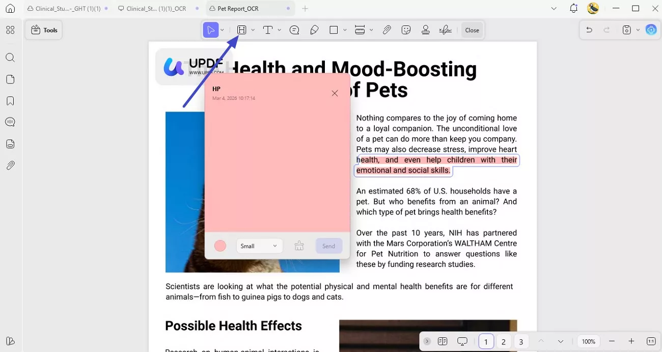 select updf annotation option