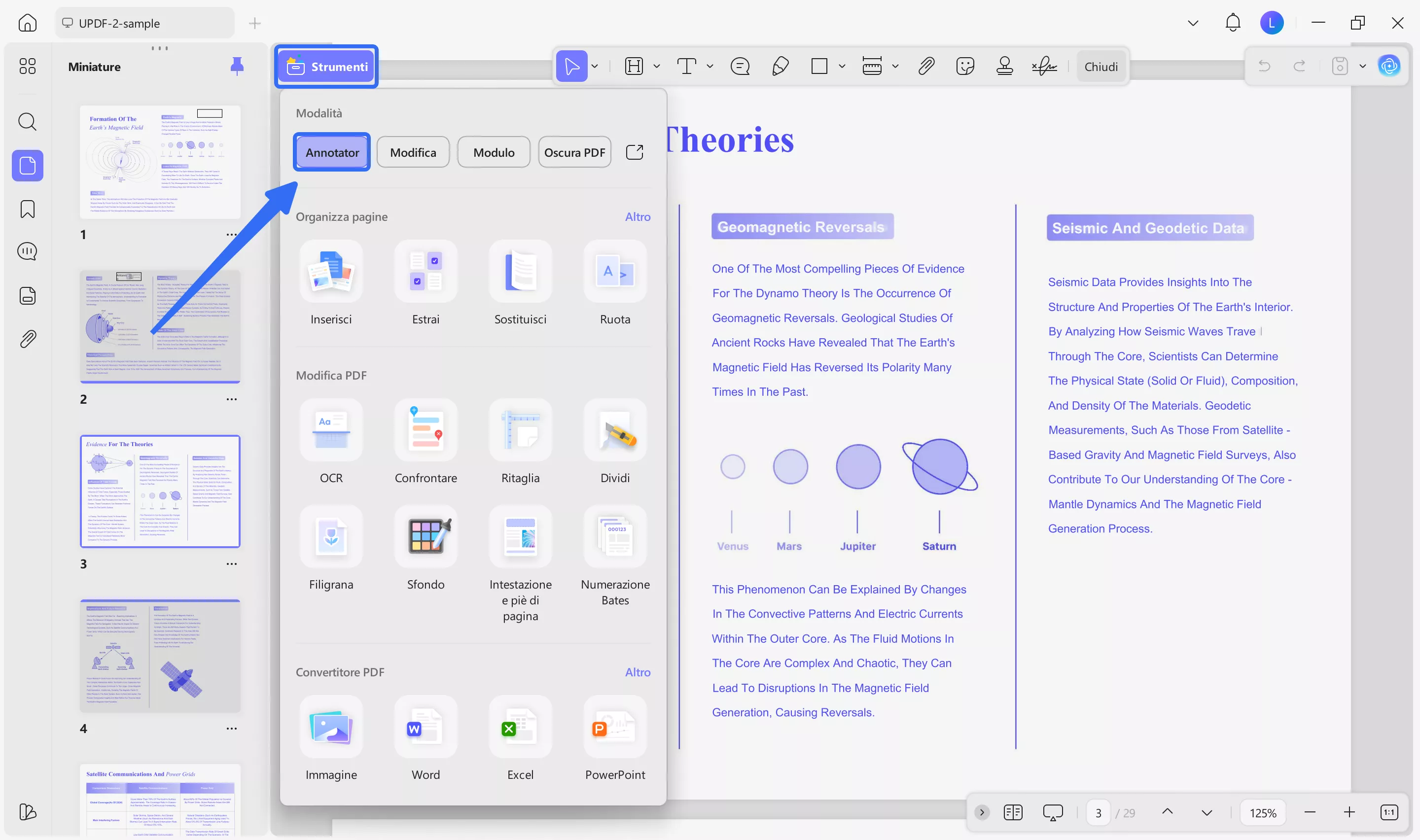 select comment under tools
