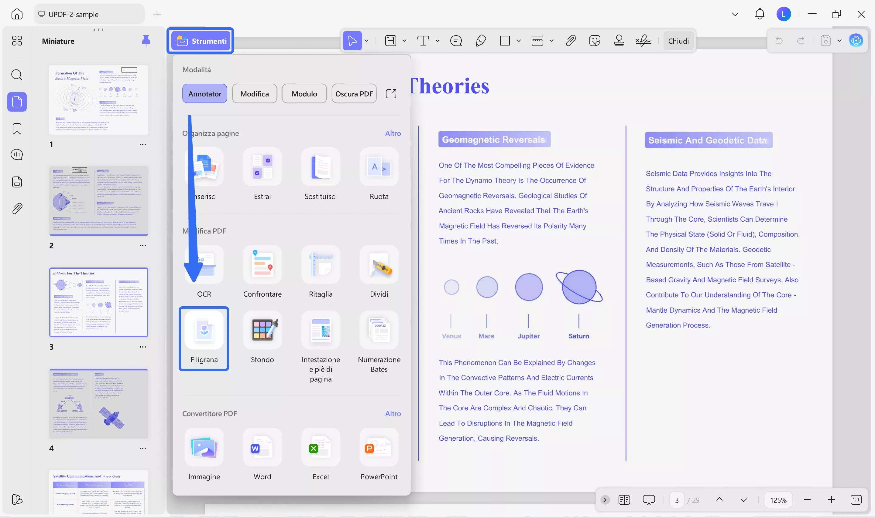select watermark under tools