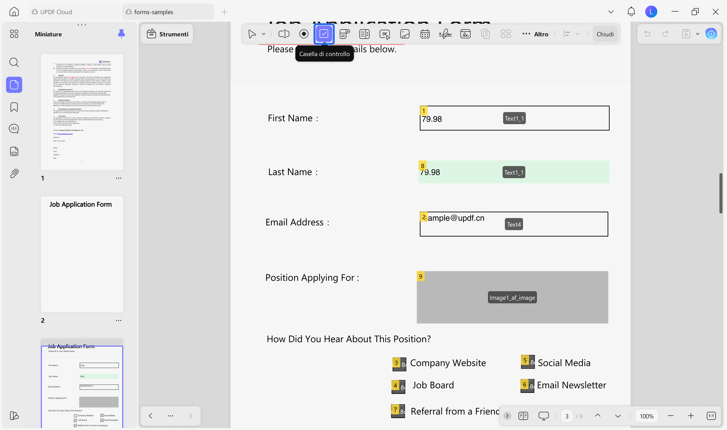 insert checkbox in pdf