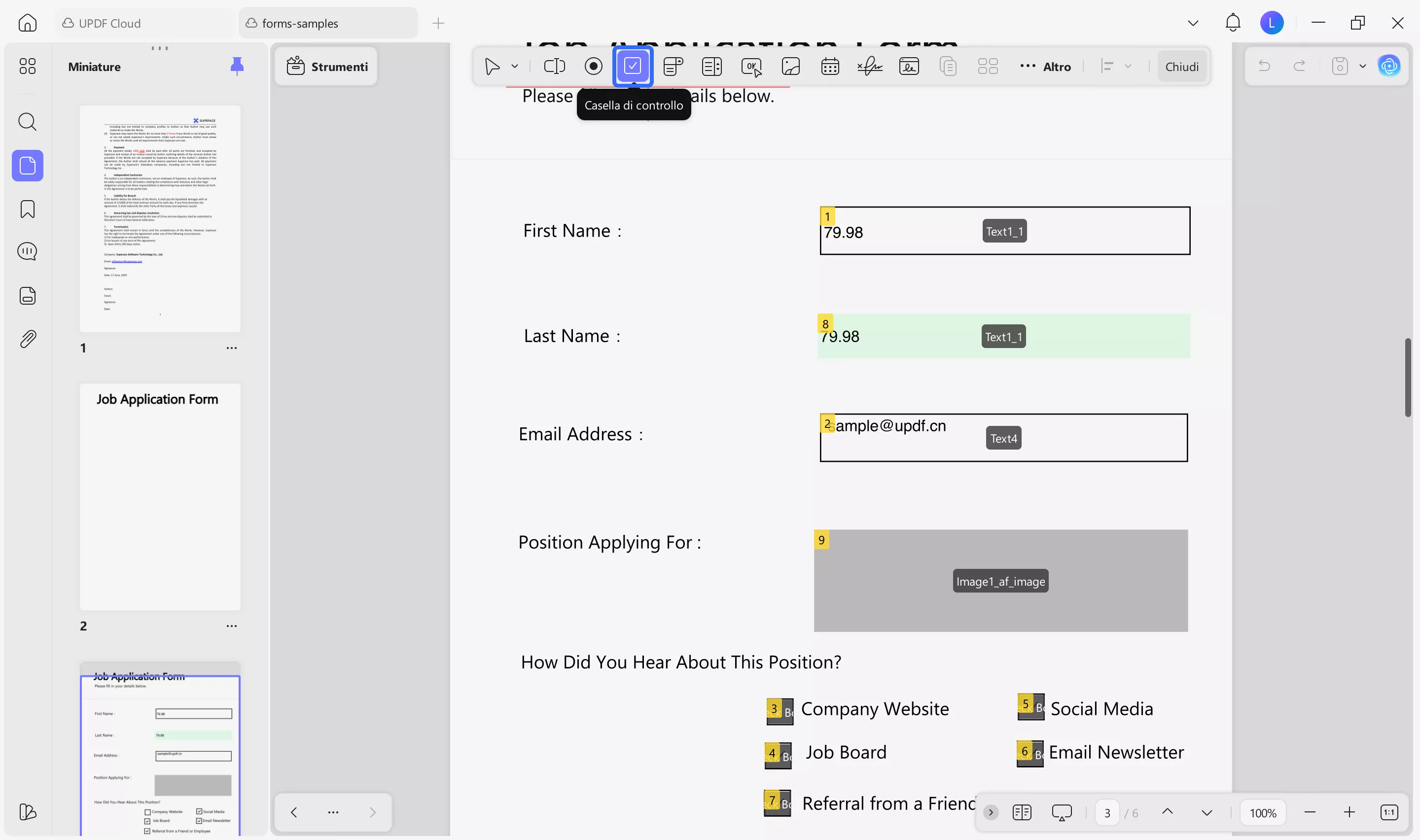 insert checkbox in pdf