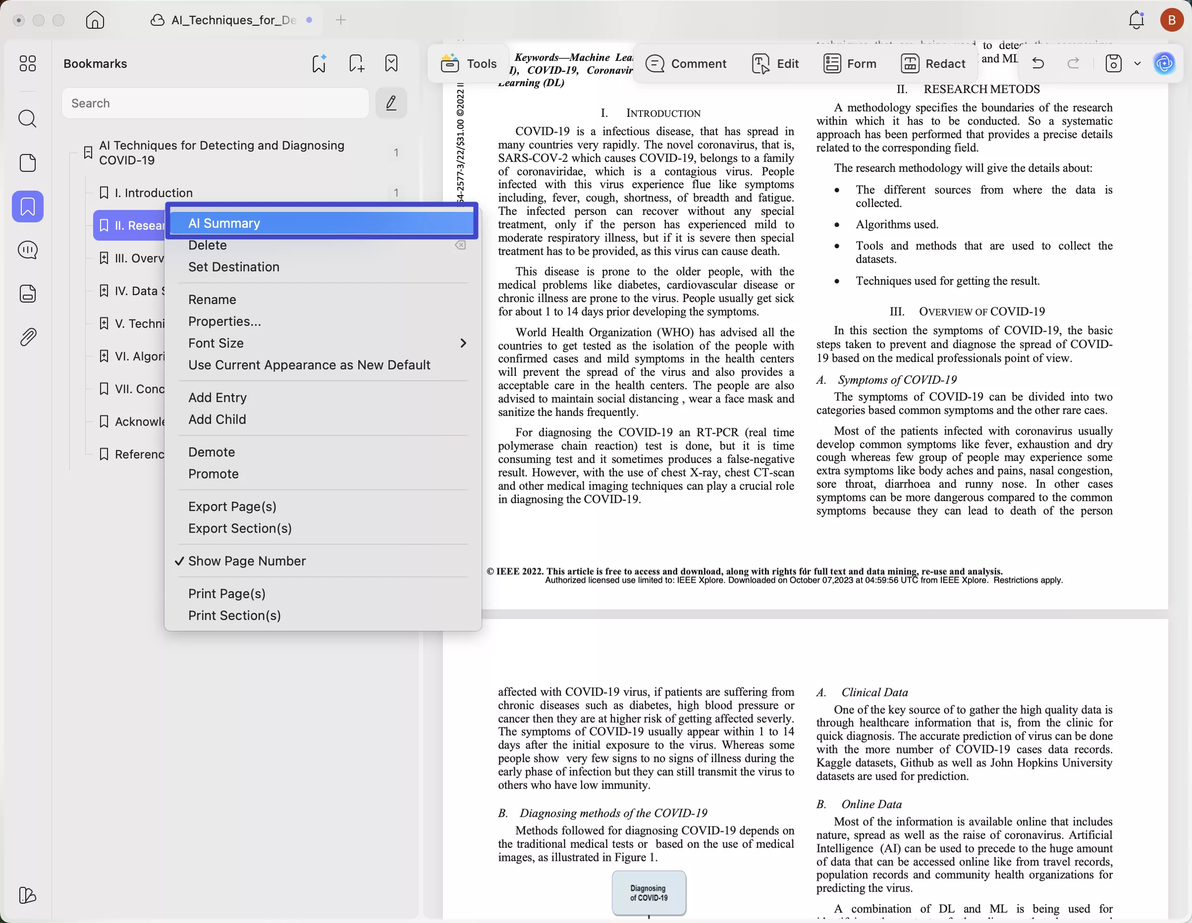  UPDF bookmark feature 