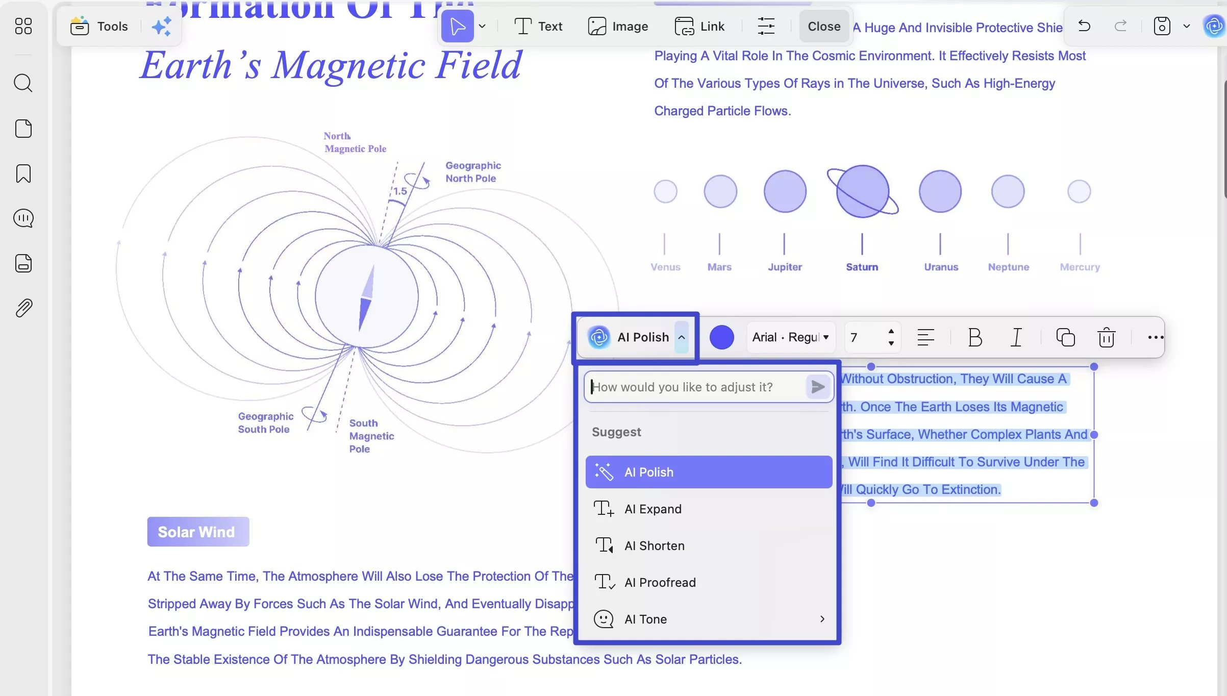 updf ai editing suite helps polish text