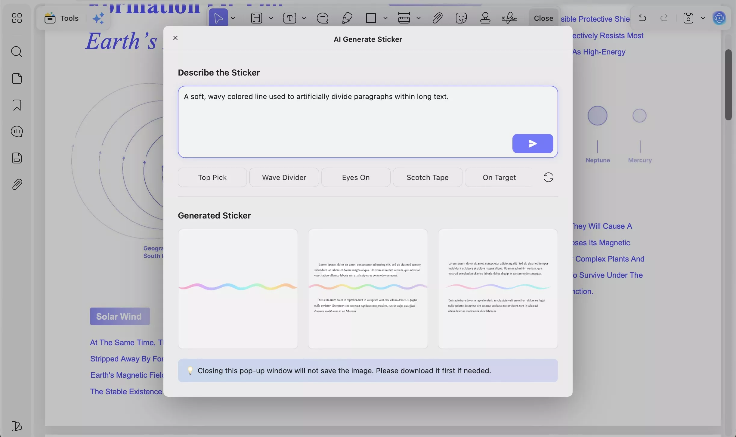 updf ai generate sticker