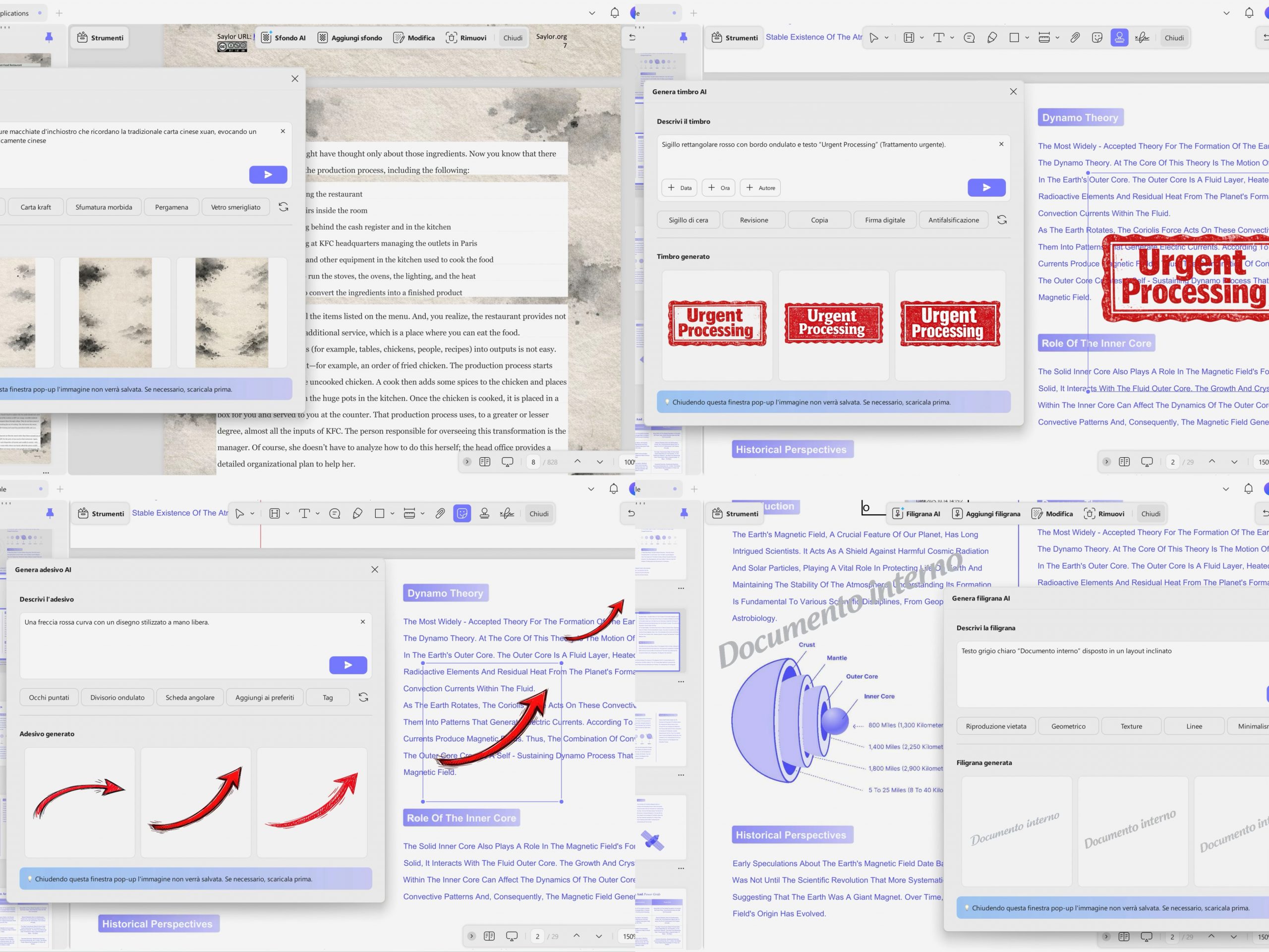 win ai genera adesivi timbri filigrane e sfondi updf