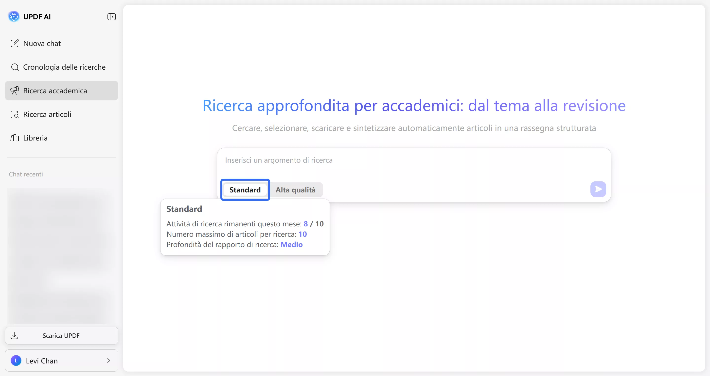 standard response updf ai deep research