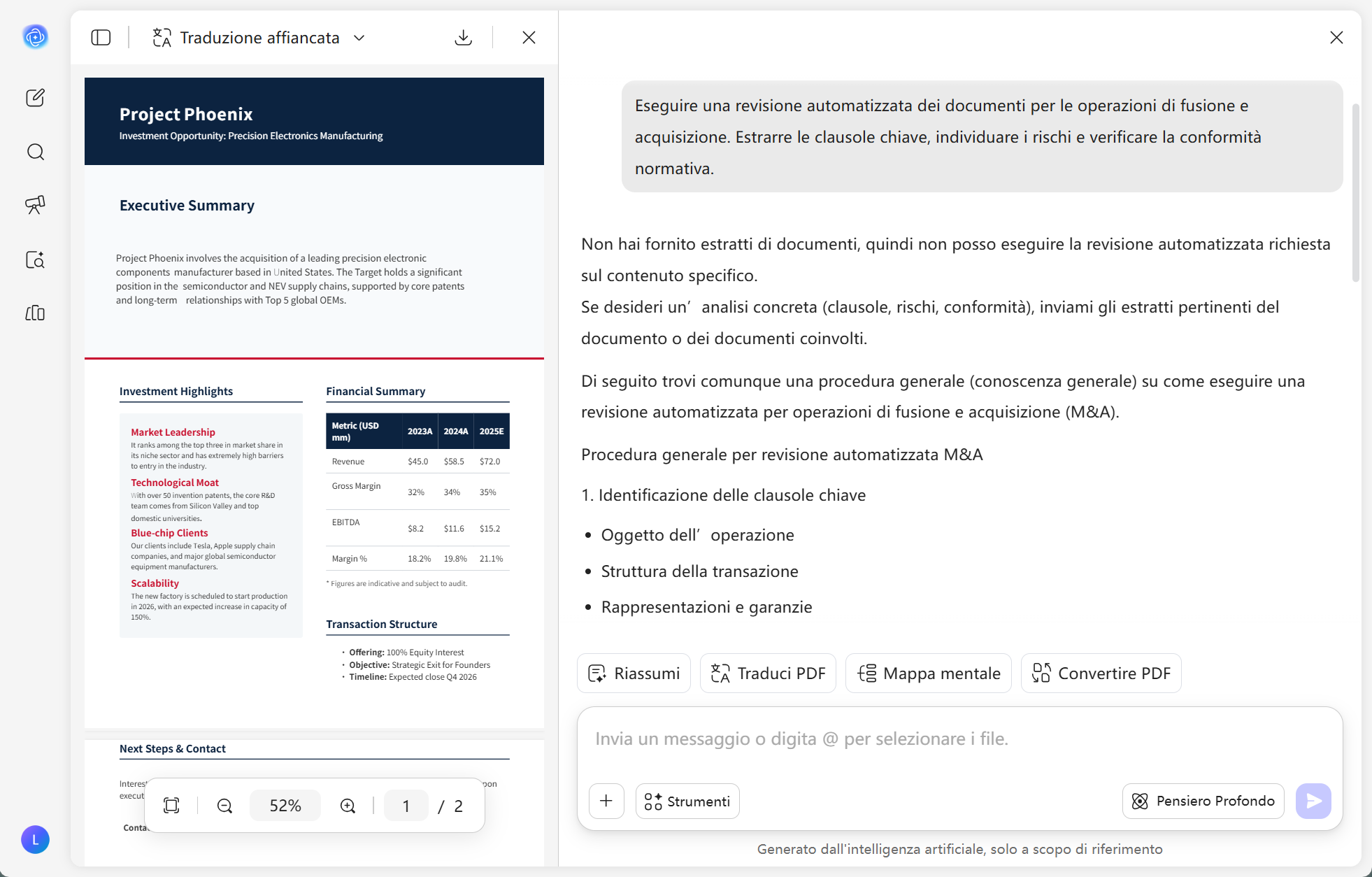Due diligence con l'IA tramite UPDF AI
