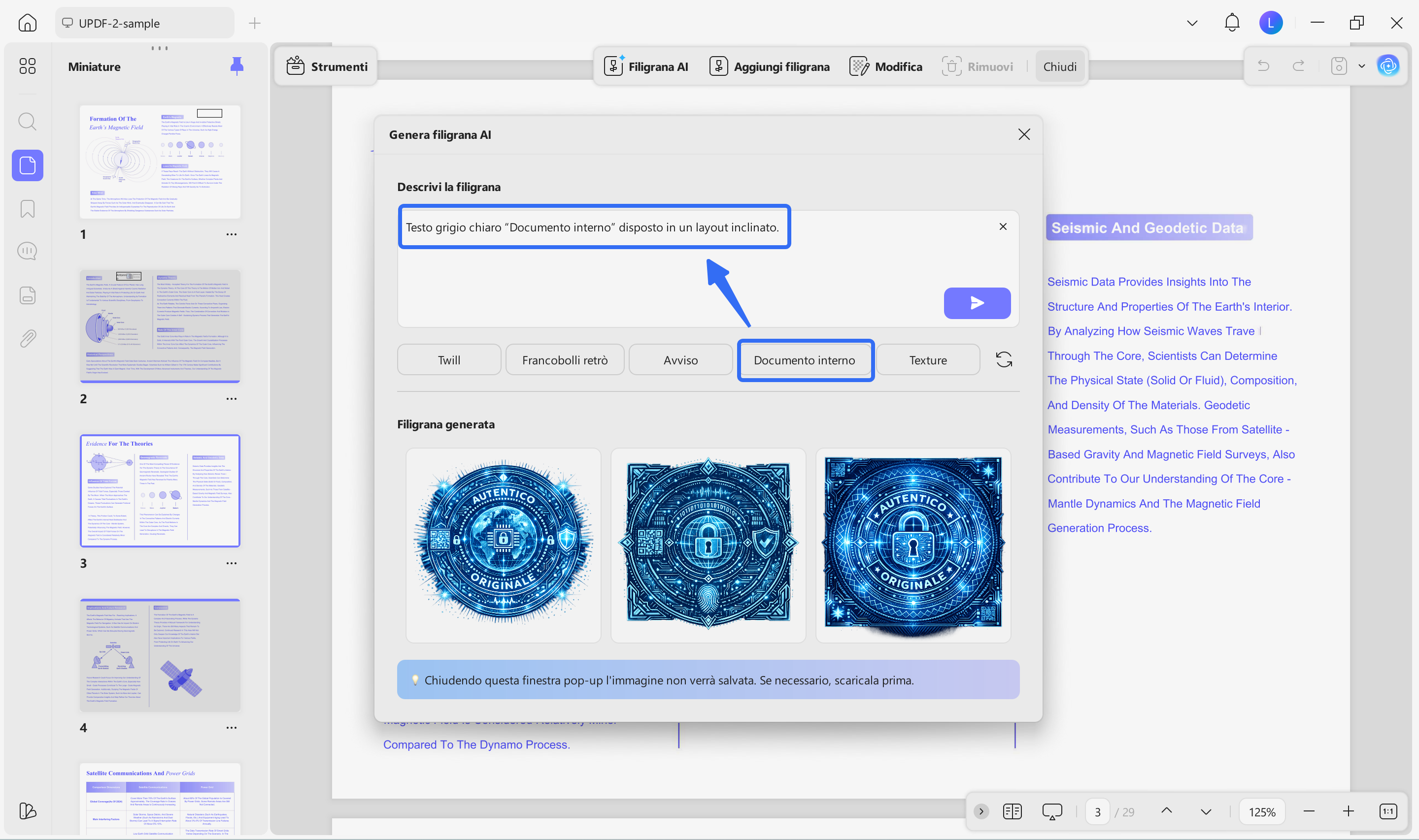 generate watermark prompt with a preset