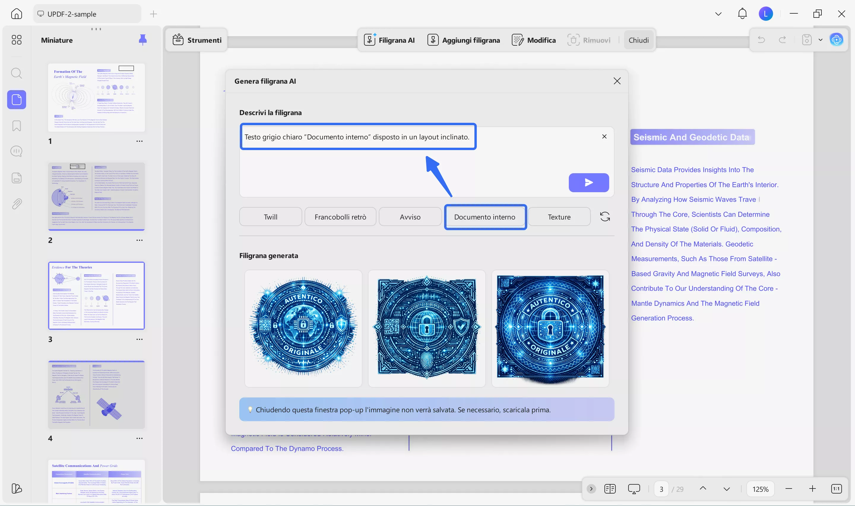 generate watermark prompt with a preset