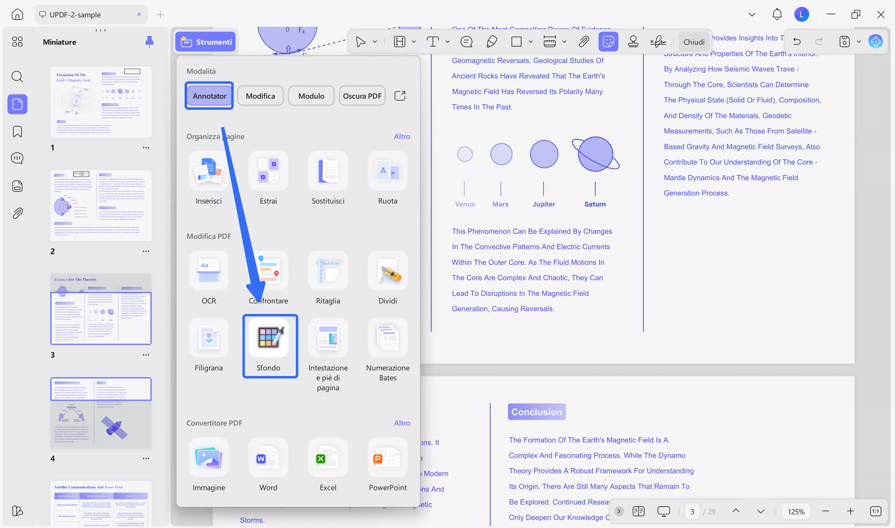 select background under tools