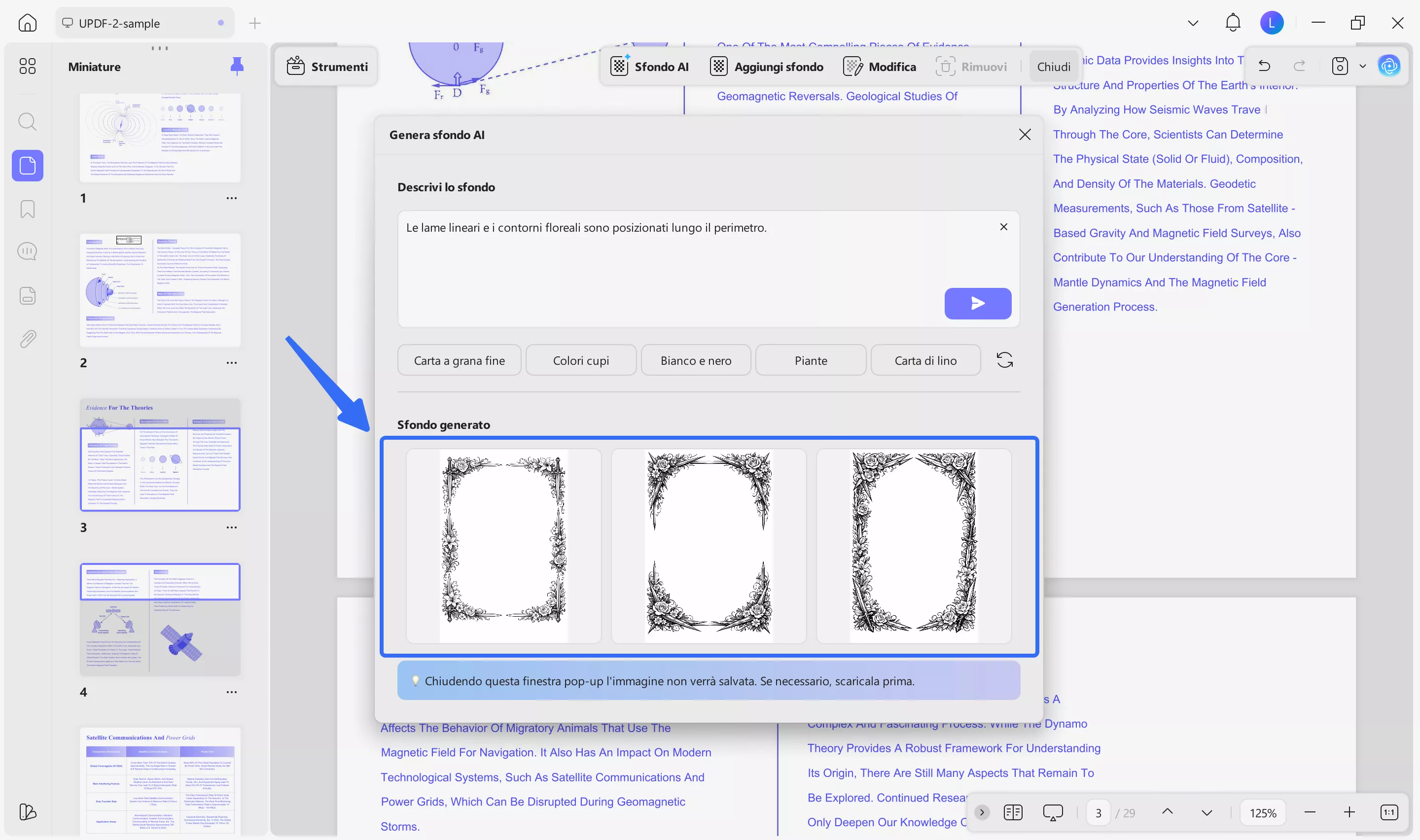 background generated from presets