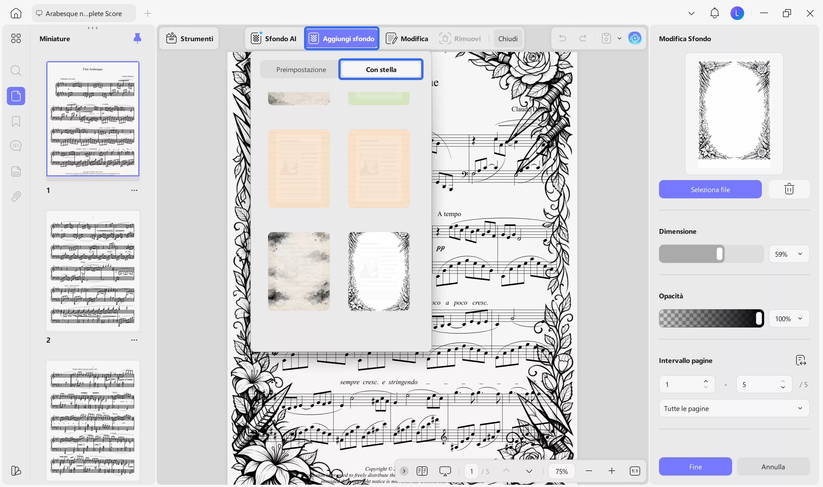 access the starred menu under add background