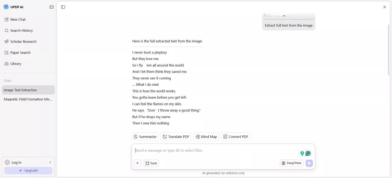 extract text handwritten text image