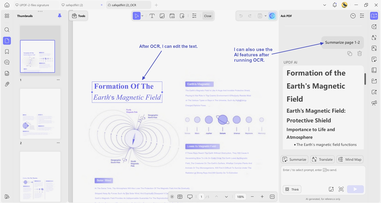 updf text editing ai interaction post ocr