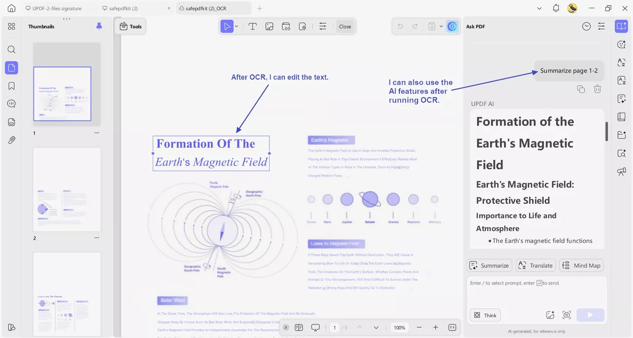 updf text editing ai interaction post ocr