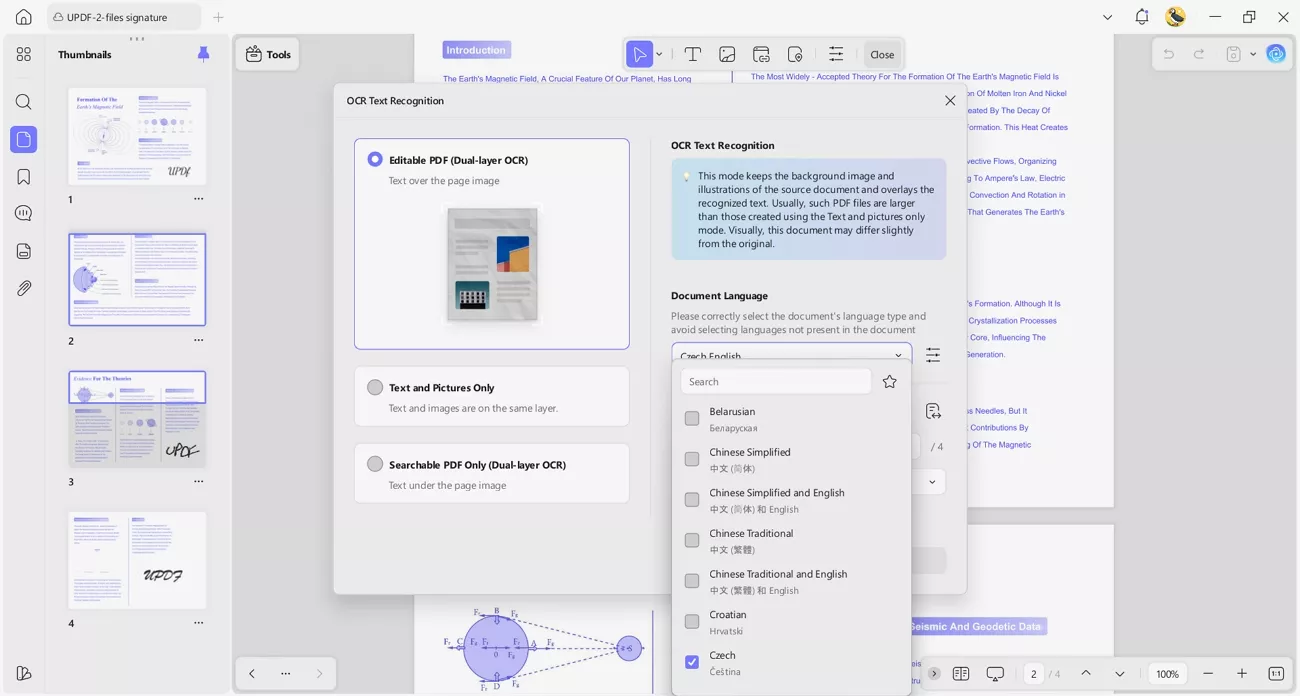 ocr updf recognize 38 languages