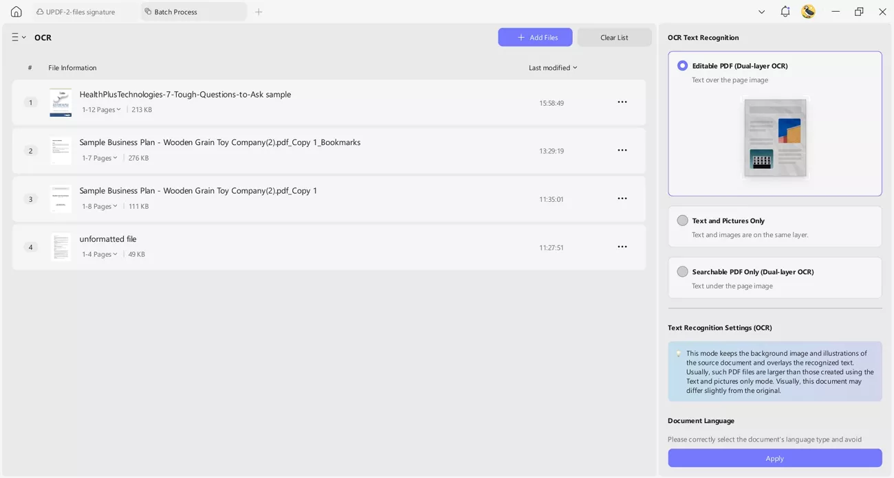 batch ocr process multiple scanned document