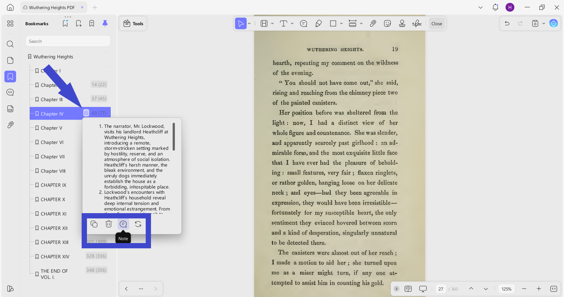 updf bookmarks summarize
