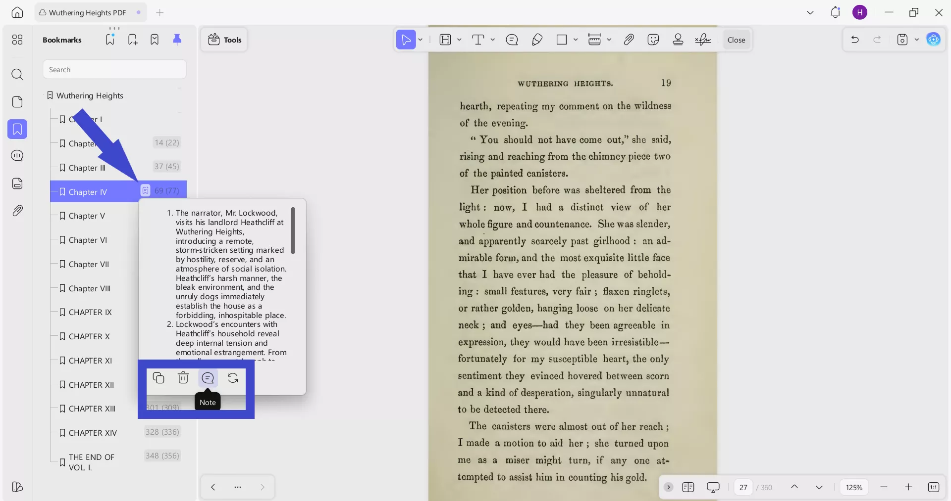 updf bookmarks summarize