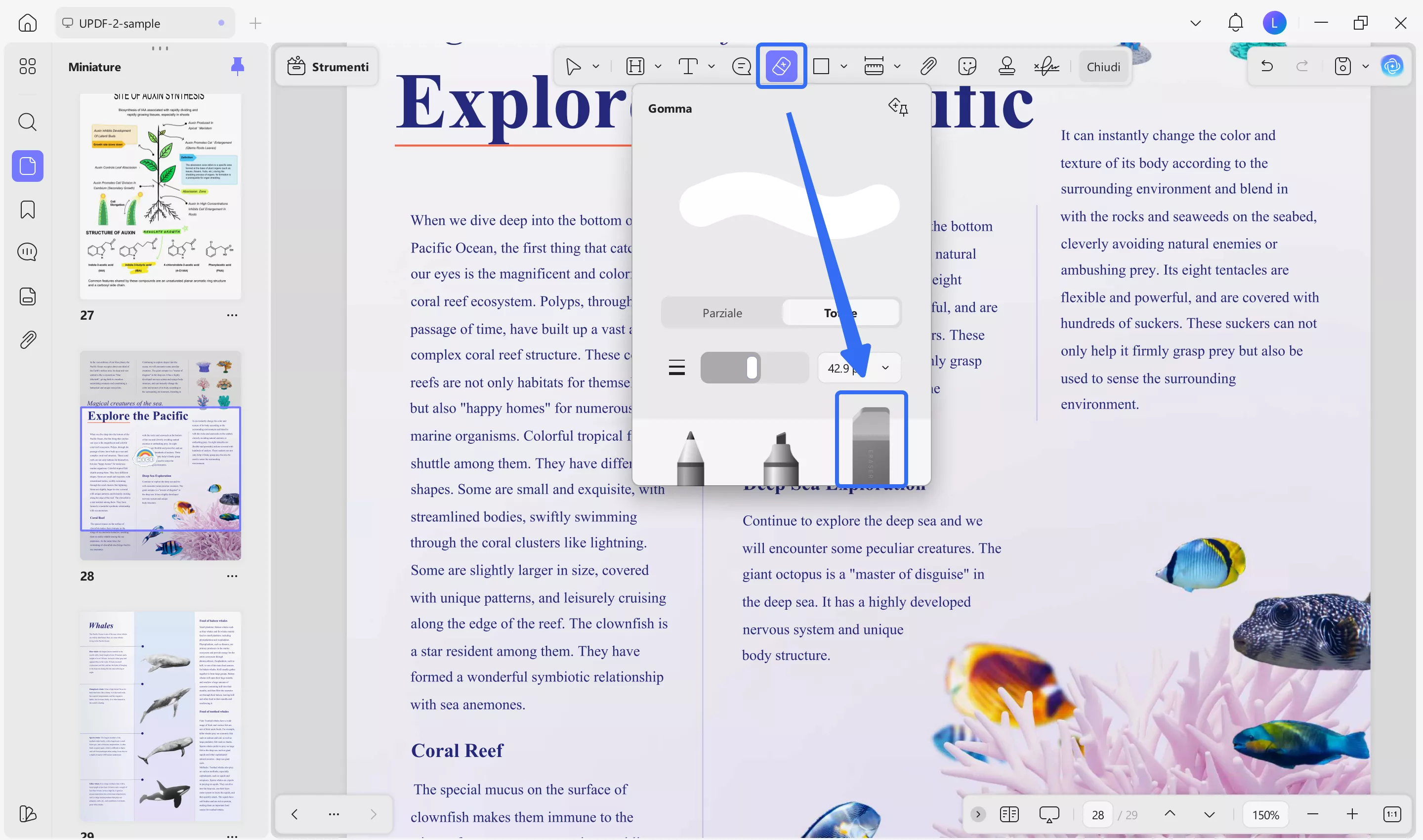 Adjust the eraser size