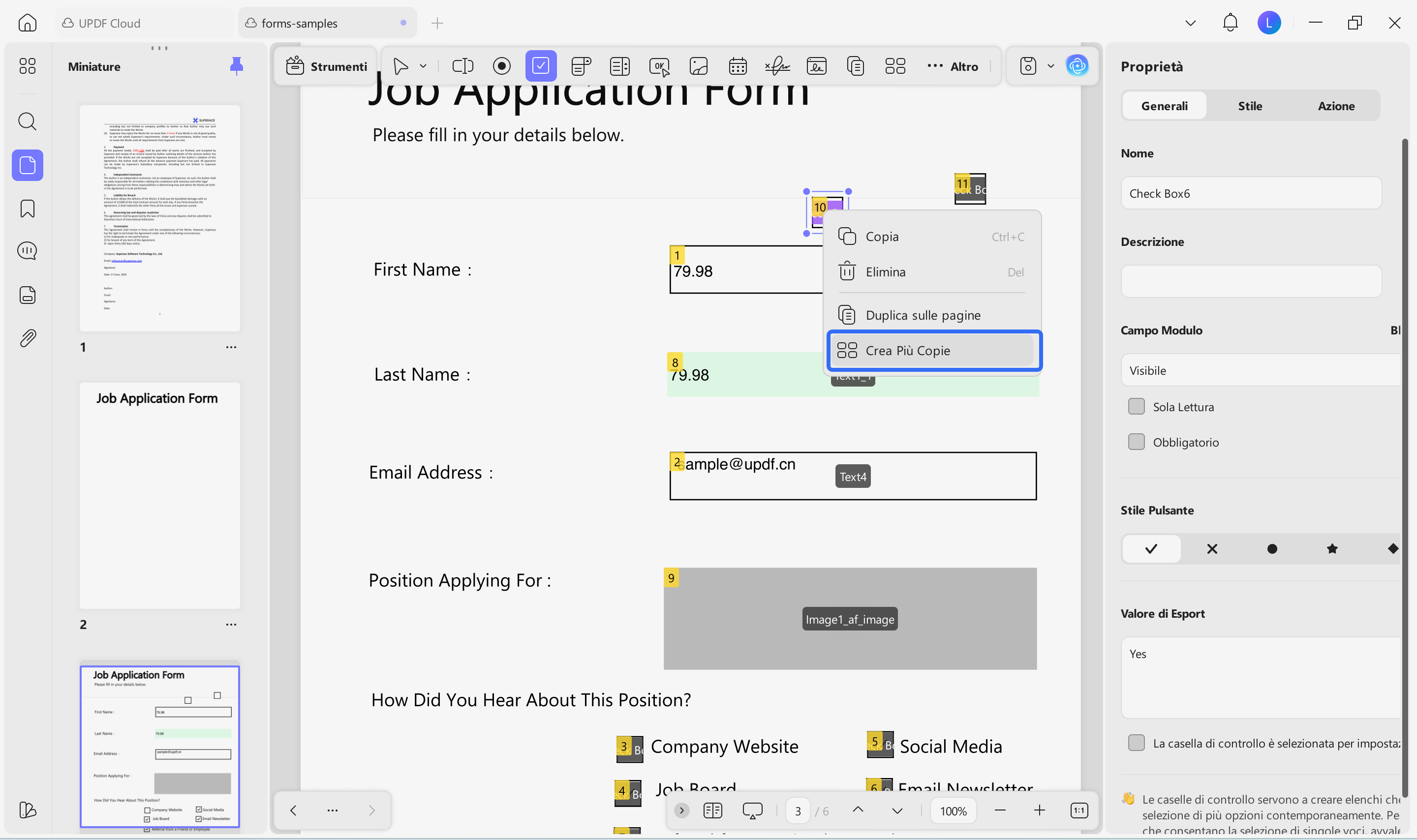 add checkbox in pdf