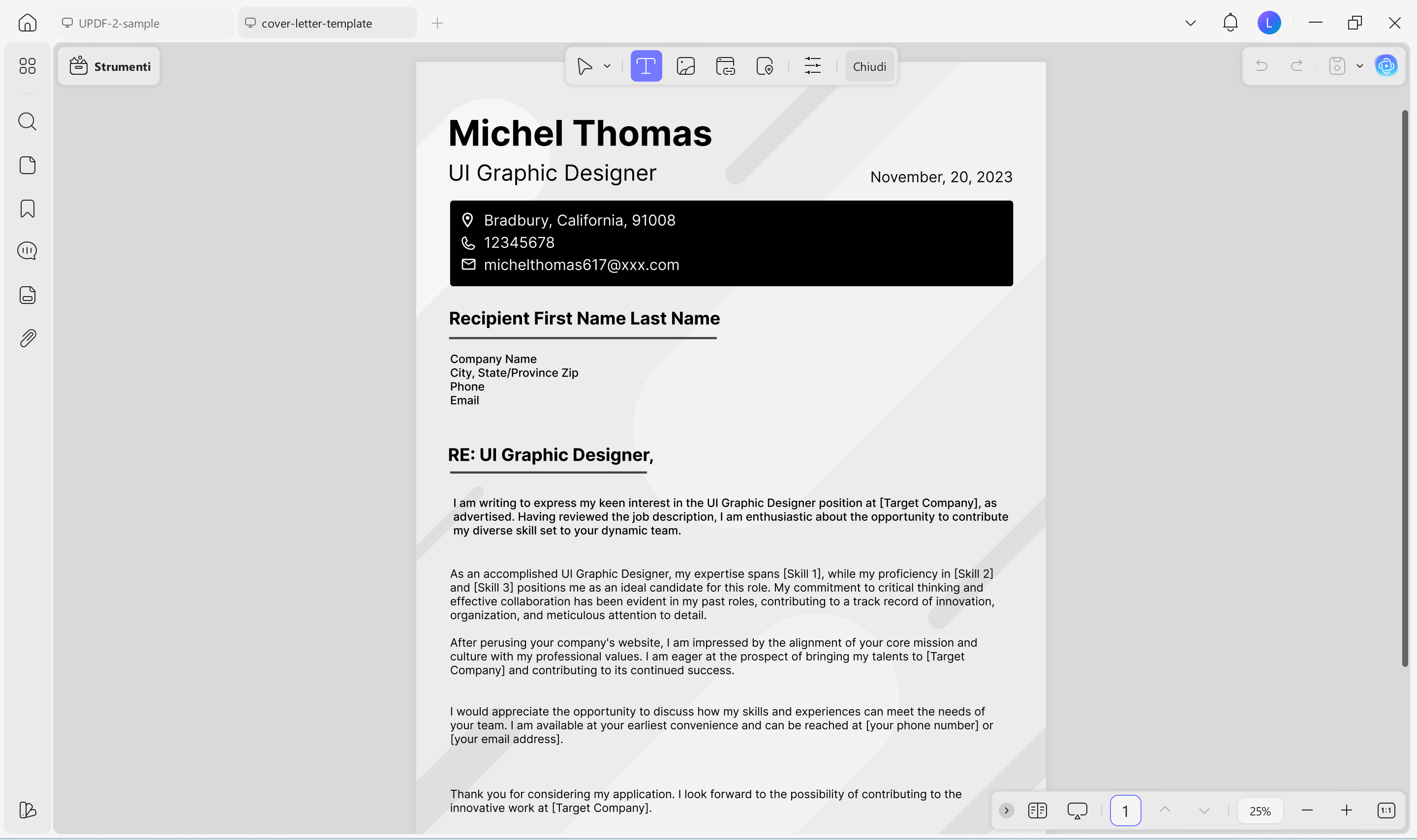 cover letter template for job application updfA