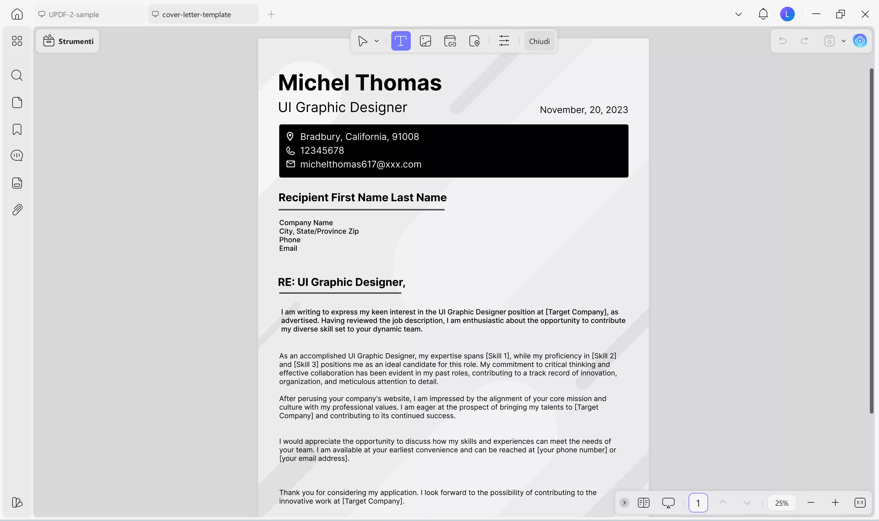 cover letter template for job application updfA