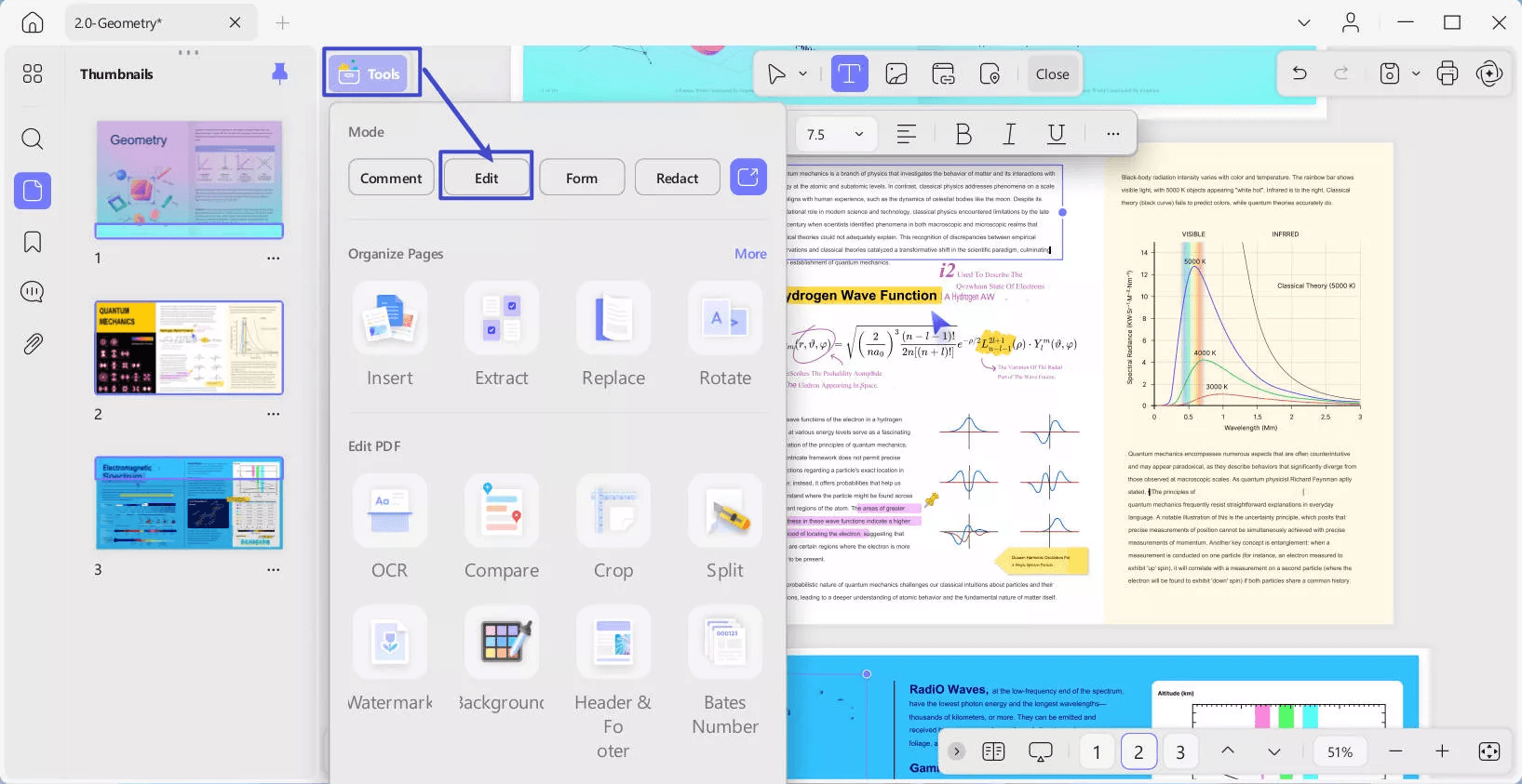 UPDF Edit PDF feature