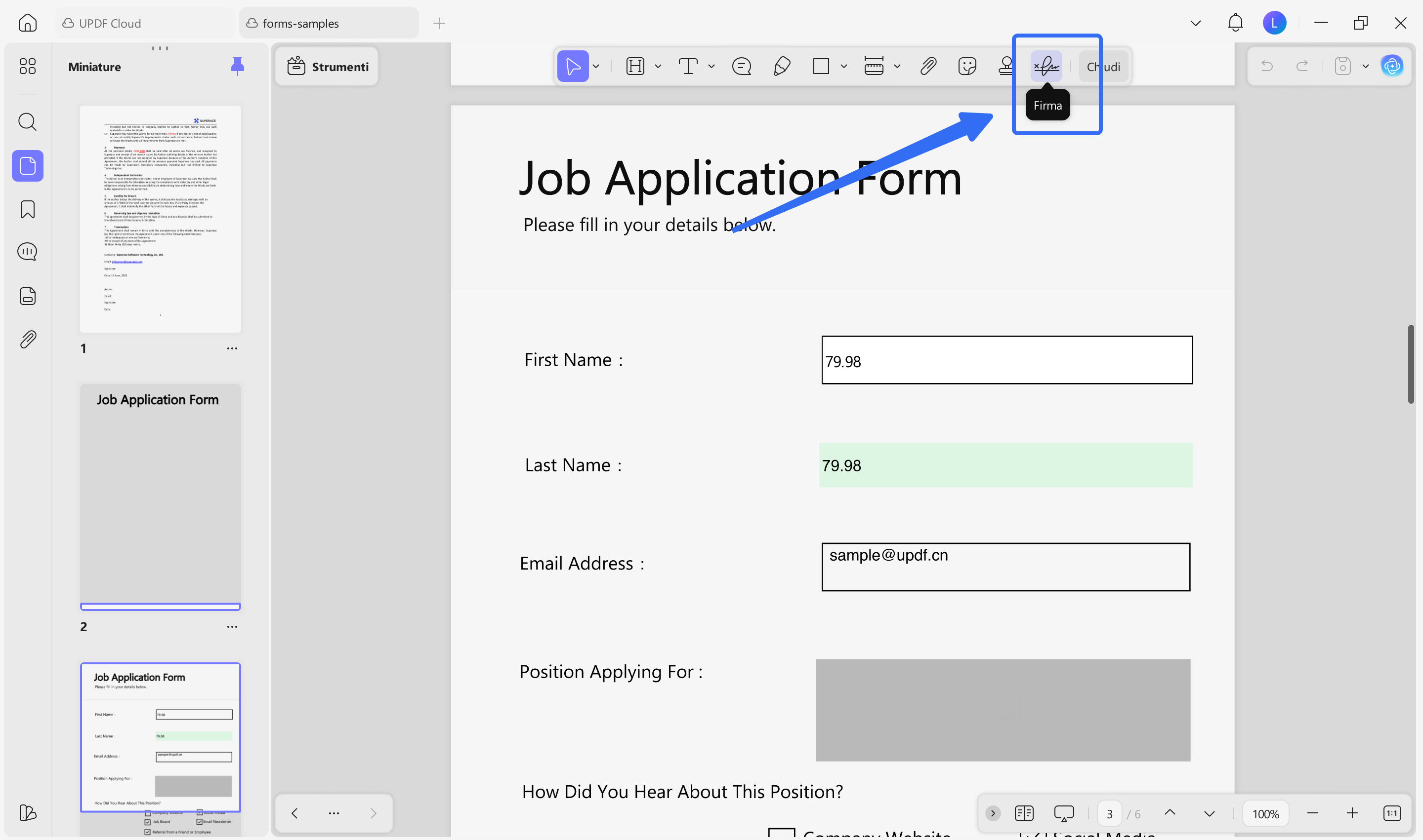 access digital signature tool updf