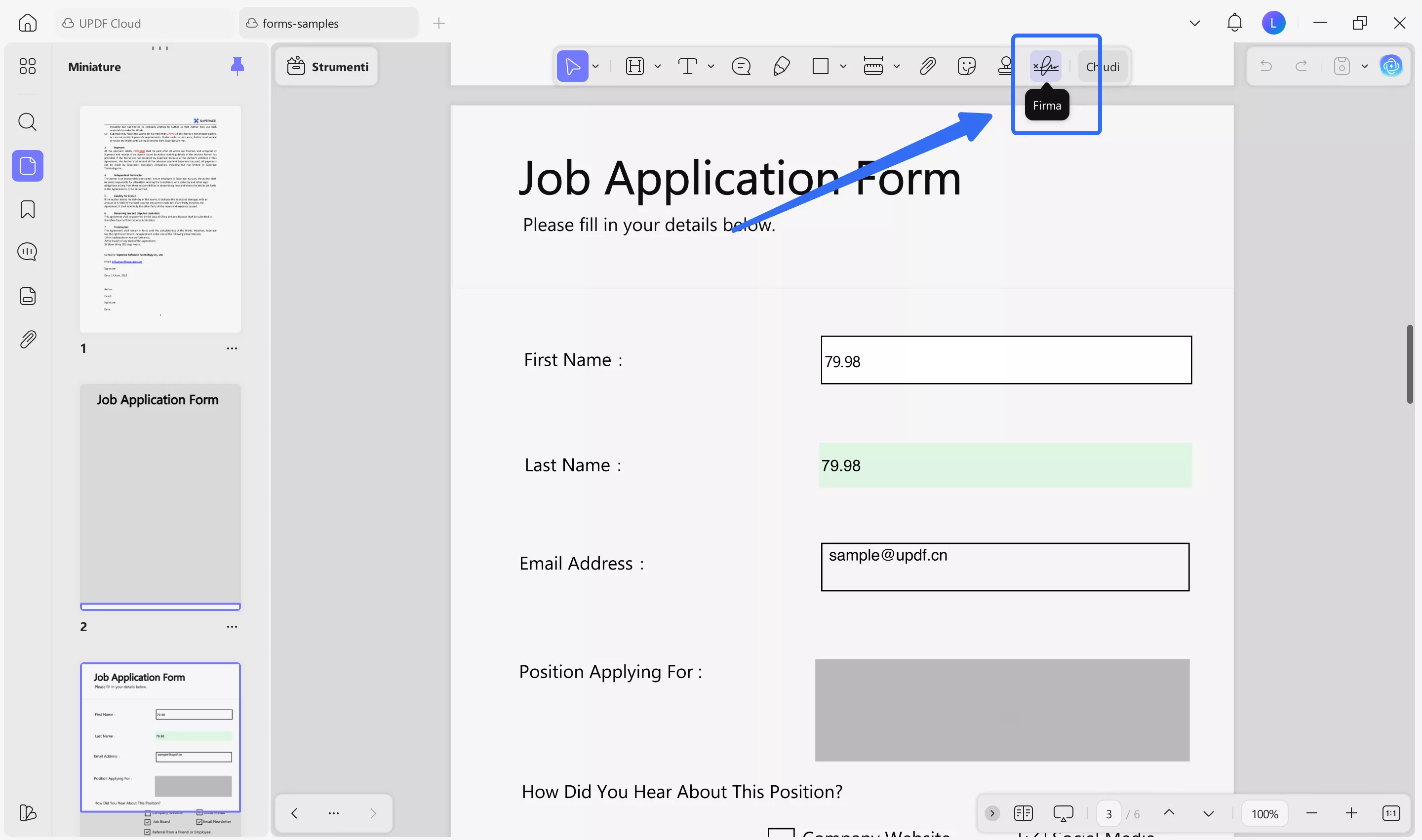 access digital signature tool updf