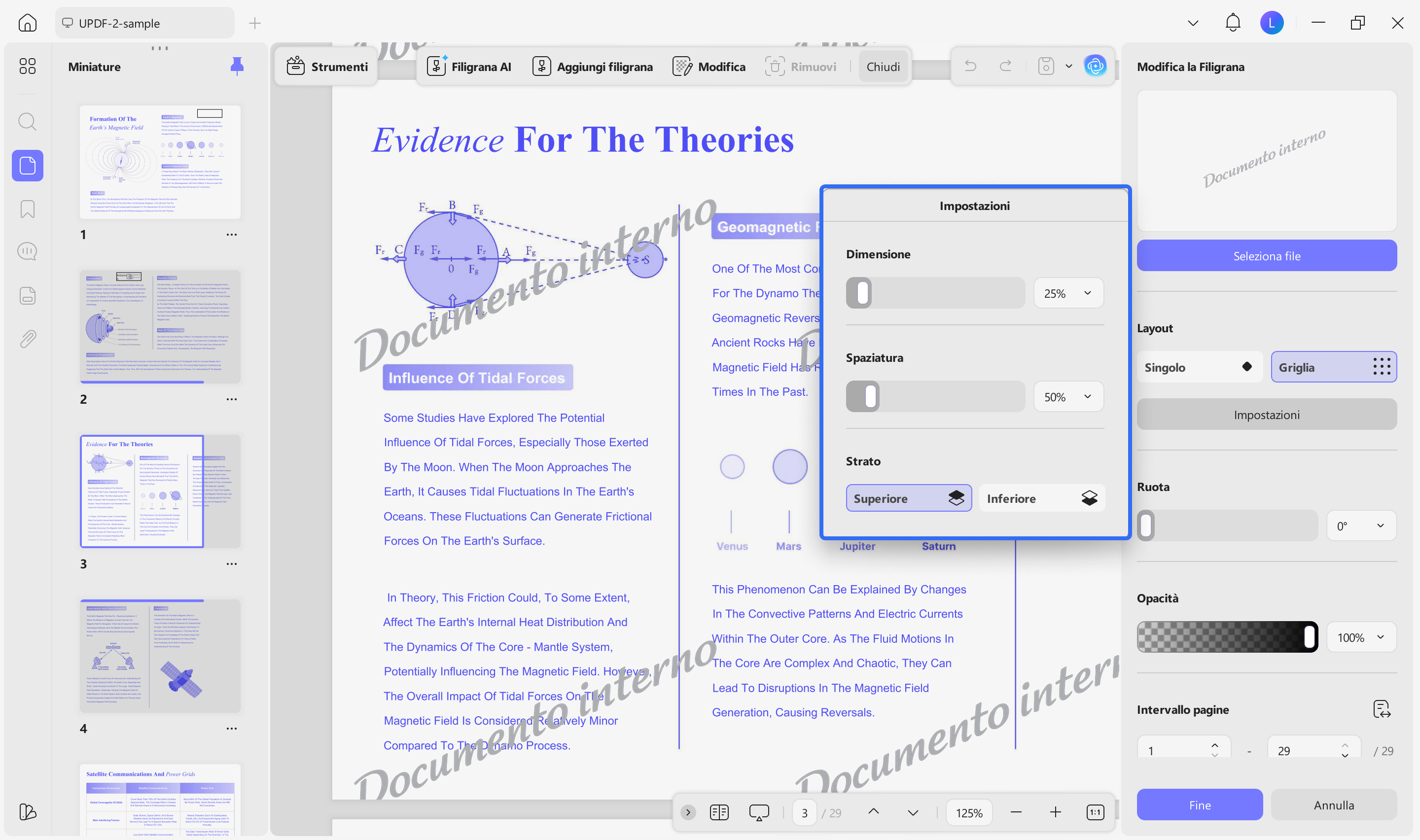 watermark layout settings