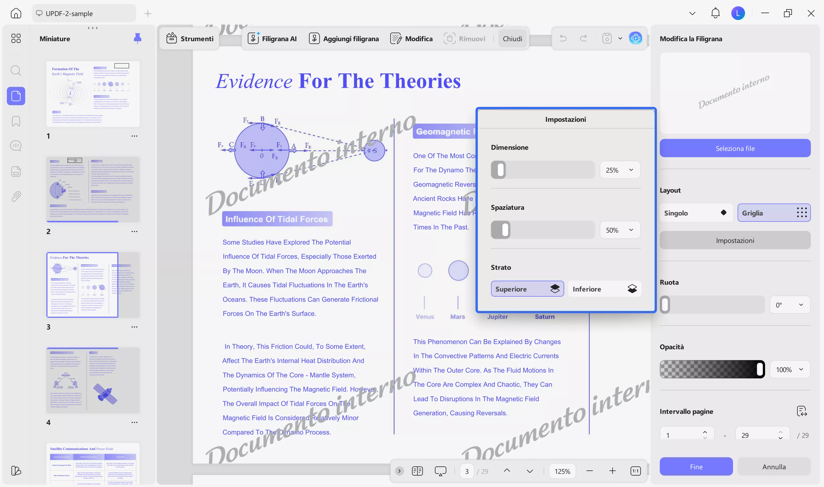 watermark layout settings