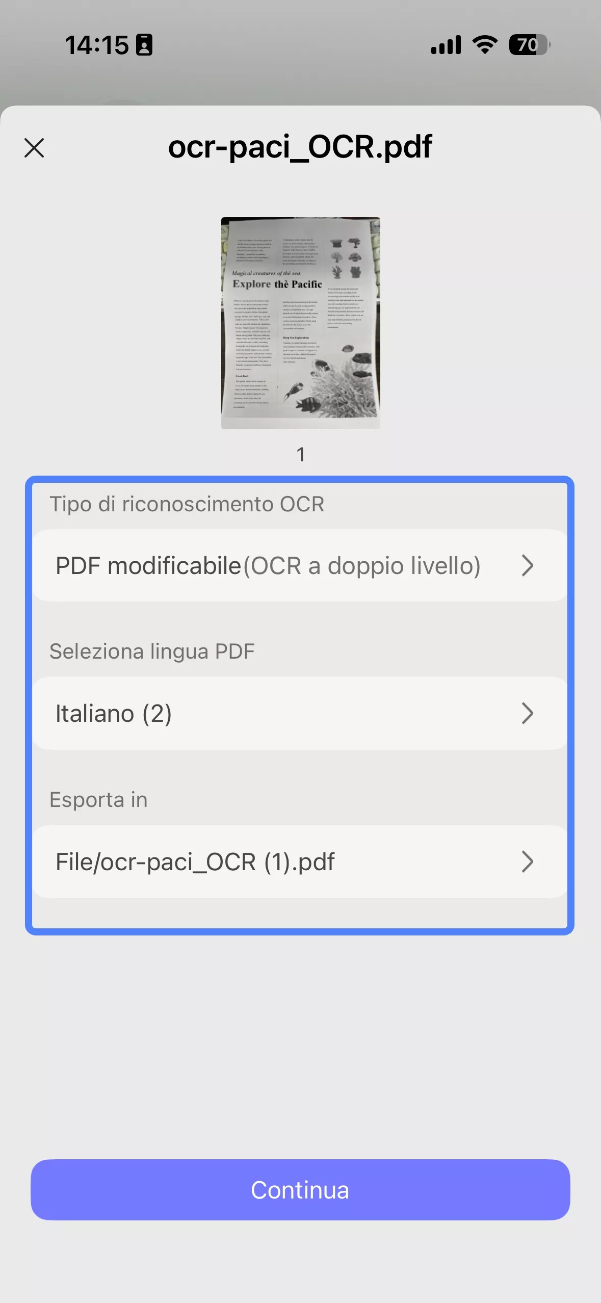 choose ocr from the bottom on updf mobile