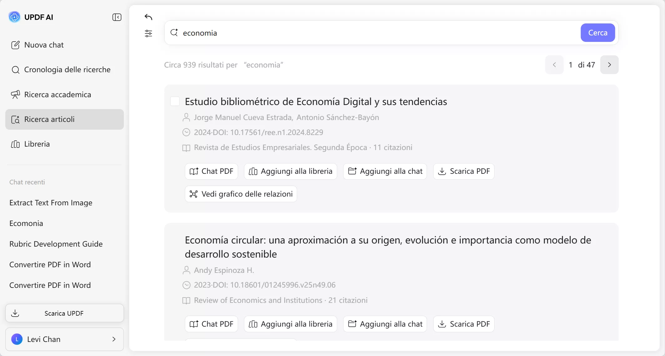 paper search feature for web