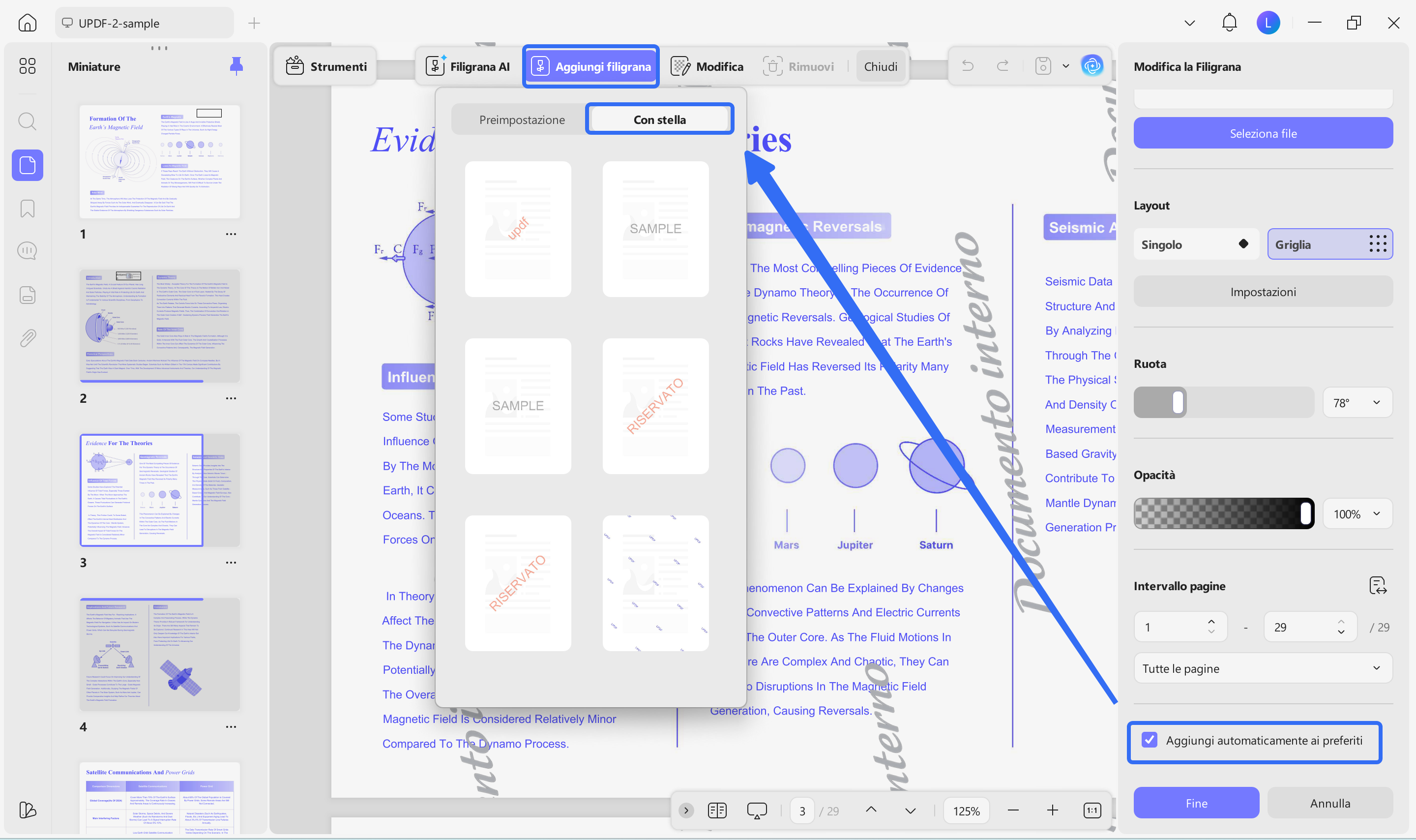 automatically adding watermark to the starred menu