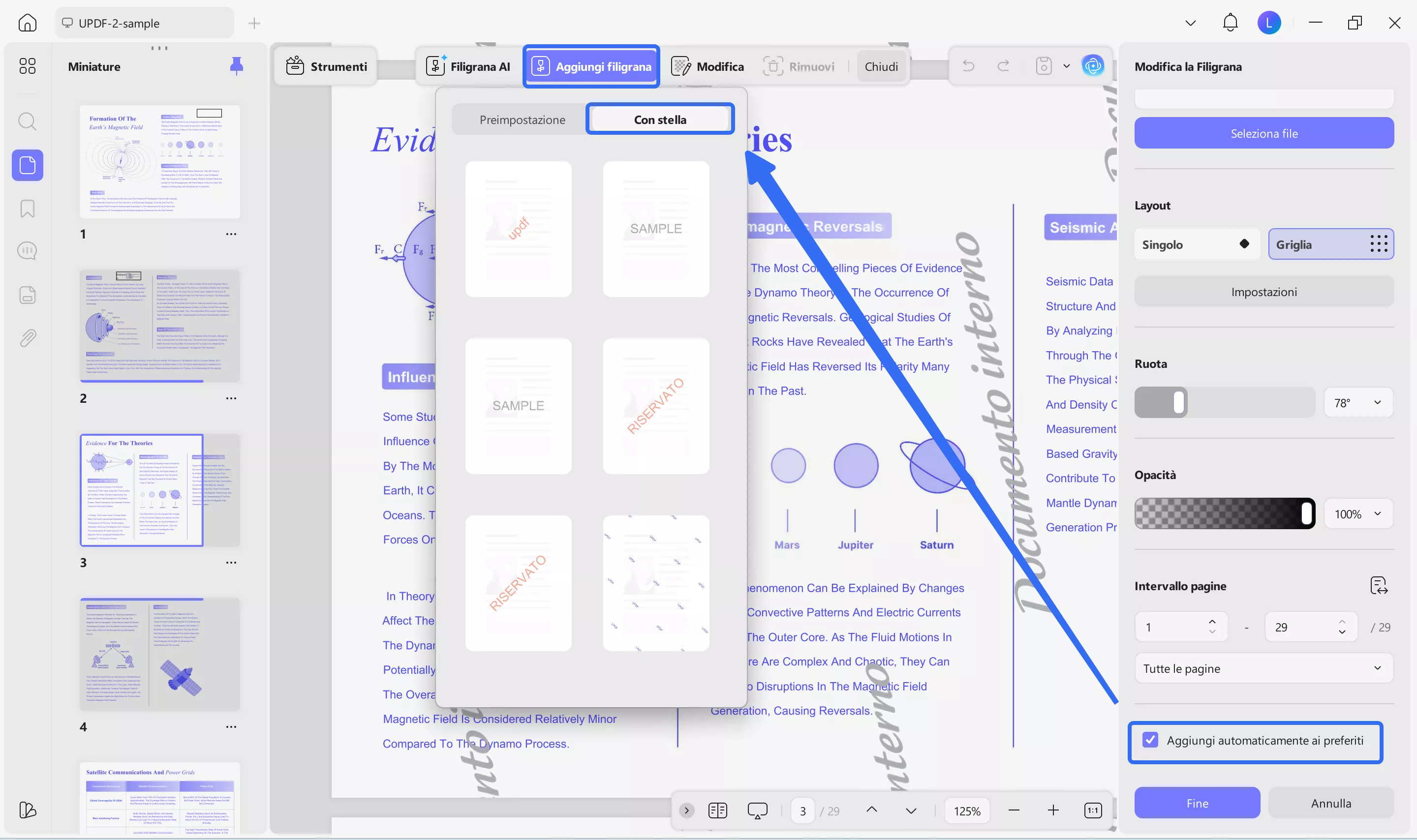 automatically adding watermark to the starred menu