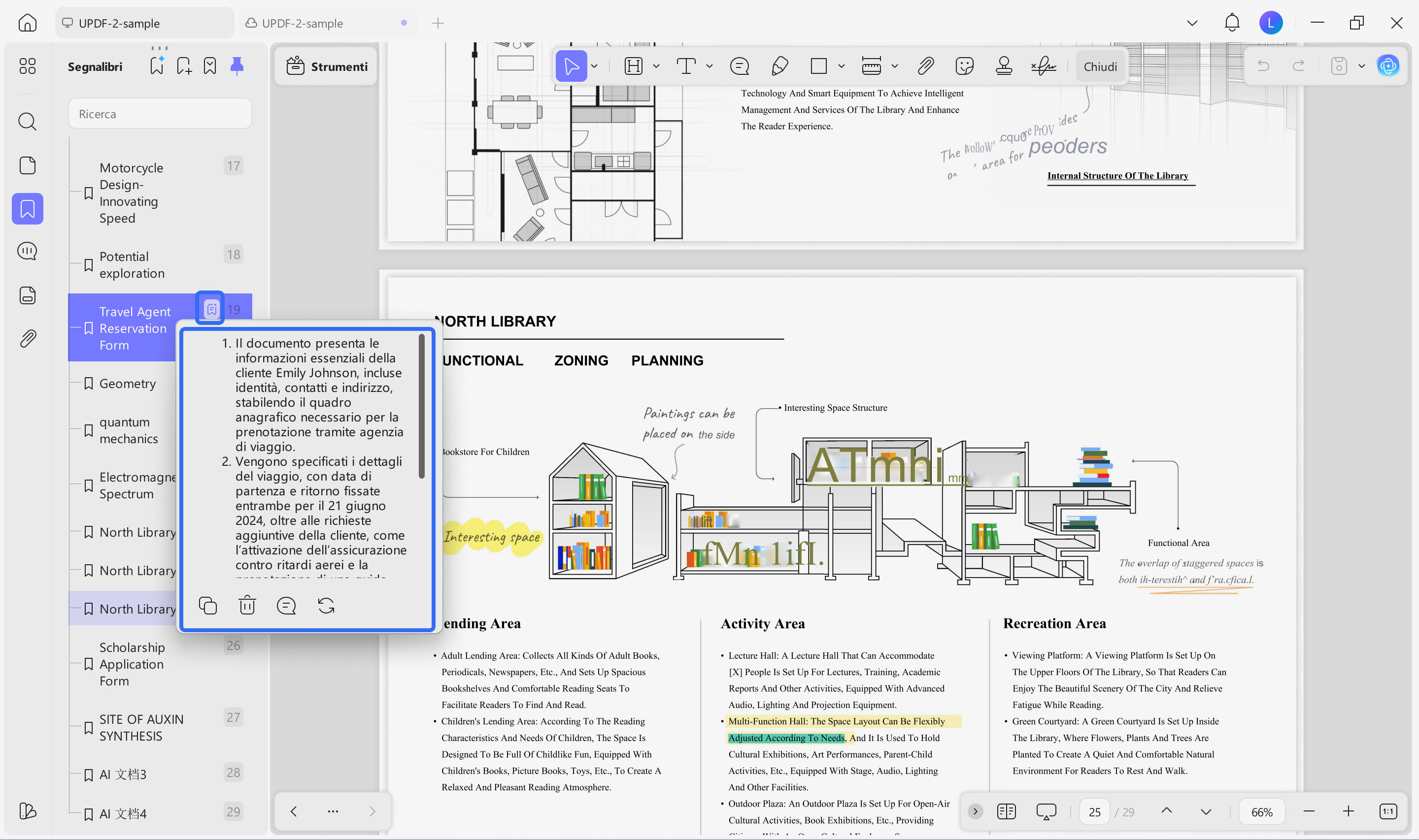 riassumi sezione segnalibri updf ai windows