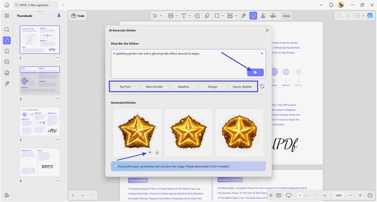 add generated sticker pdf pages