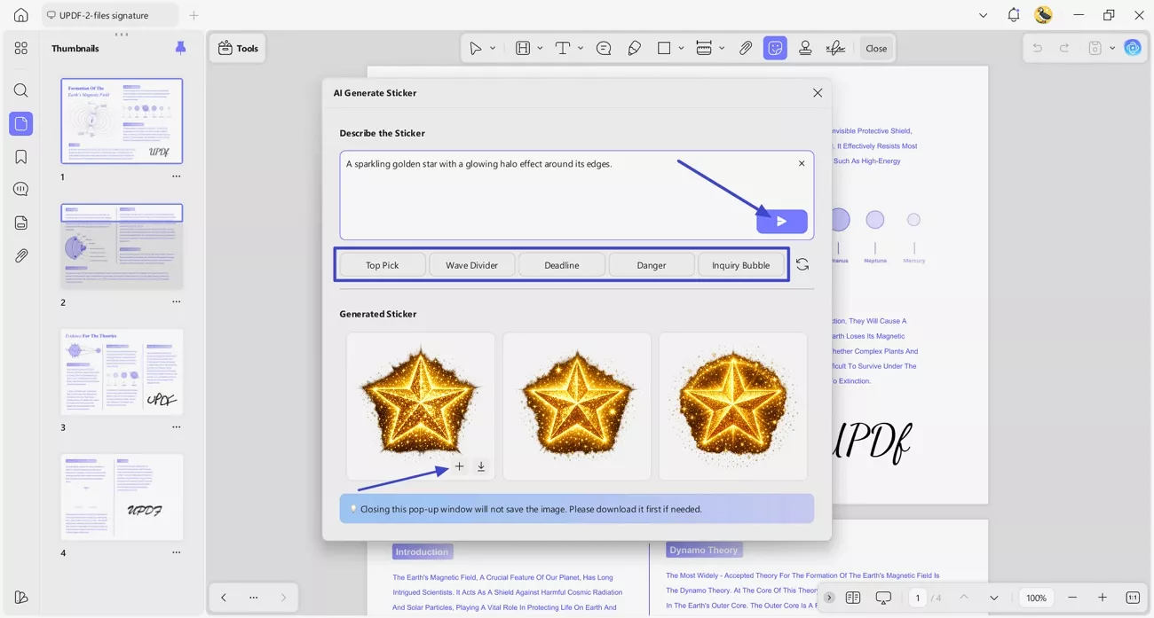add generated sticker pdf pages