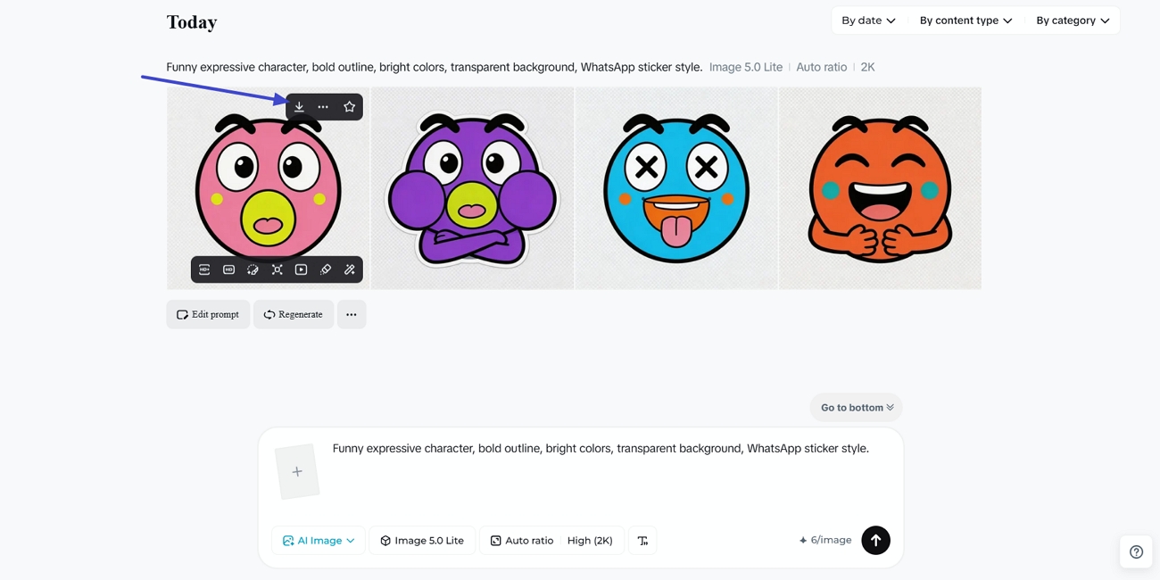 dreamina ai generating 4 whatsapp stickers