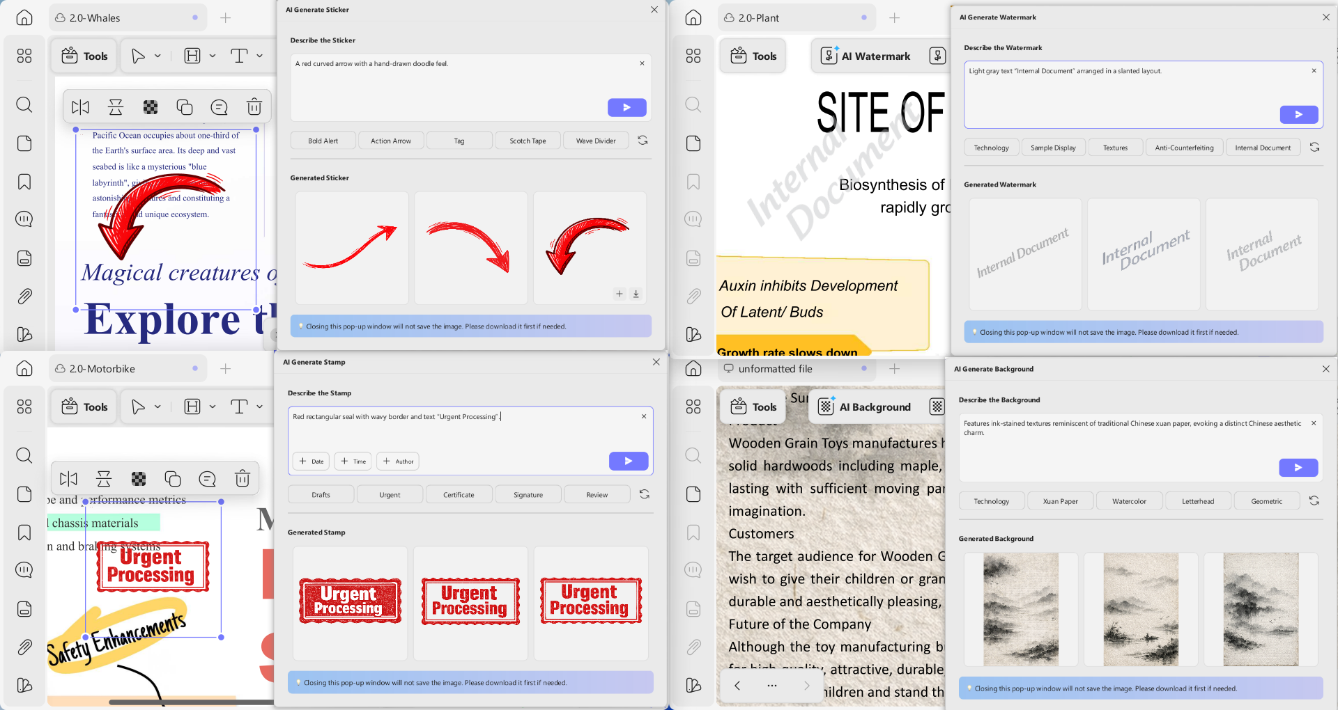 win ai generate sticker stamp watermark and background updf