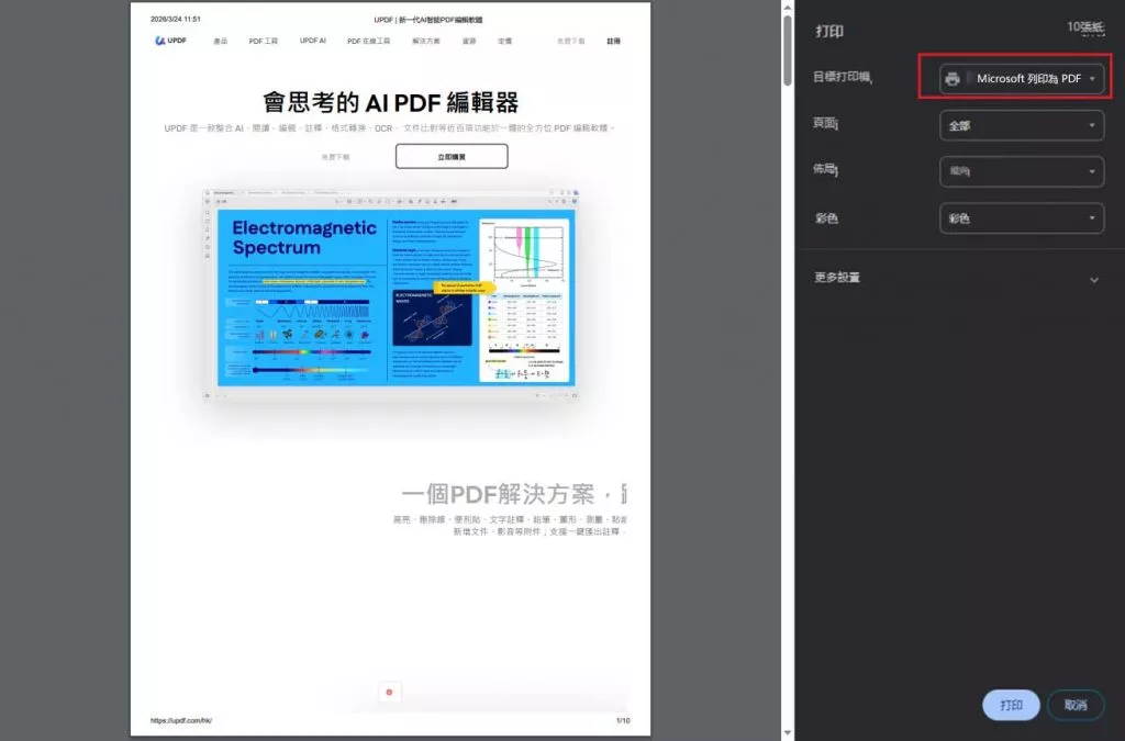 Microsoft 列印為 PDF