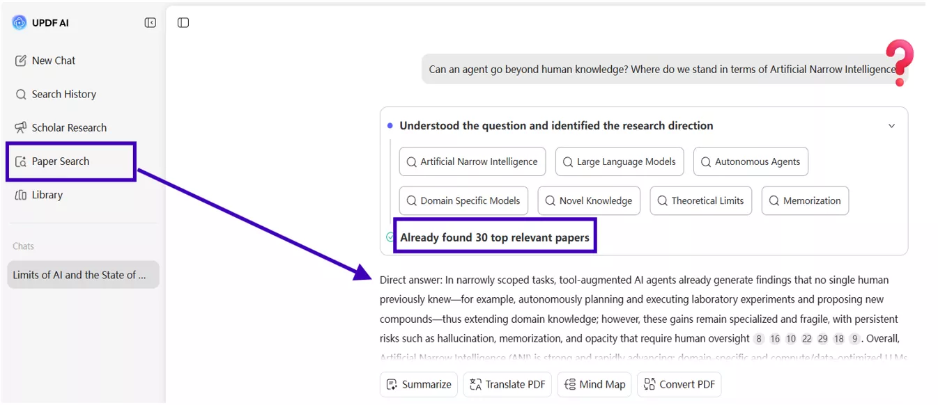  Paper search with UPDF AI